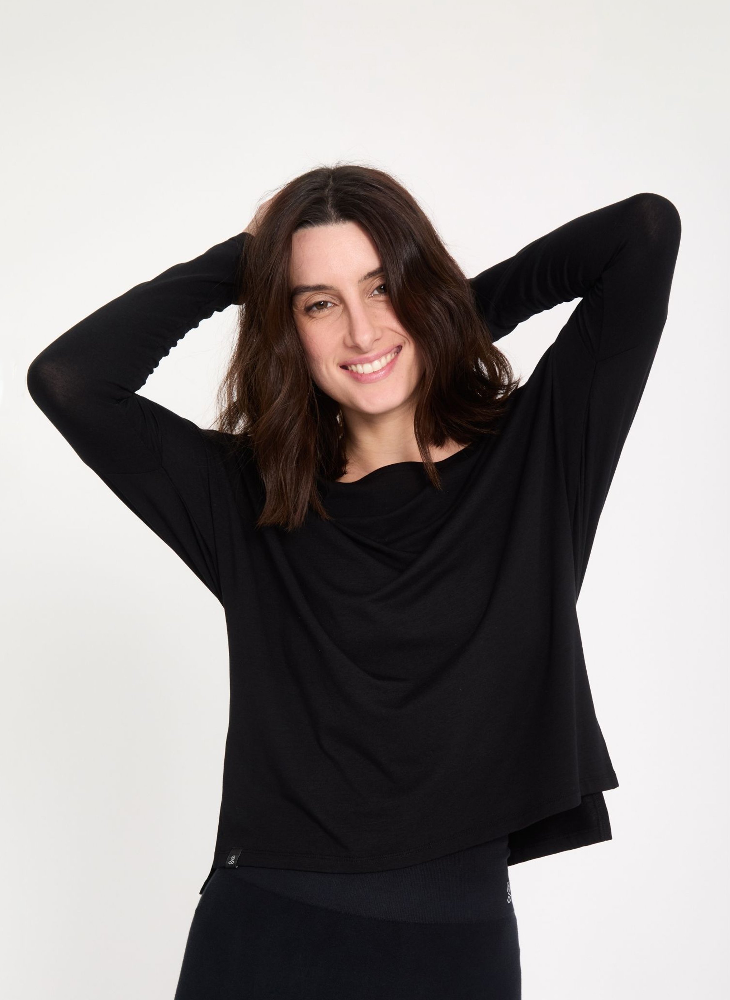 Gerade geschnittenes T-Shirt aus Baumwoll-Mix YOGA SEARCHER Schwarz