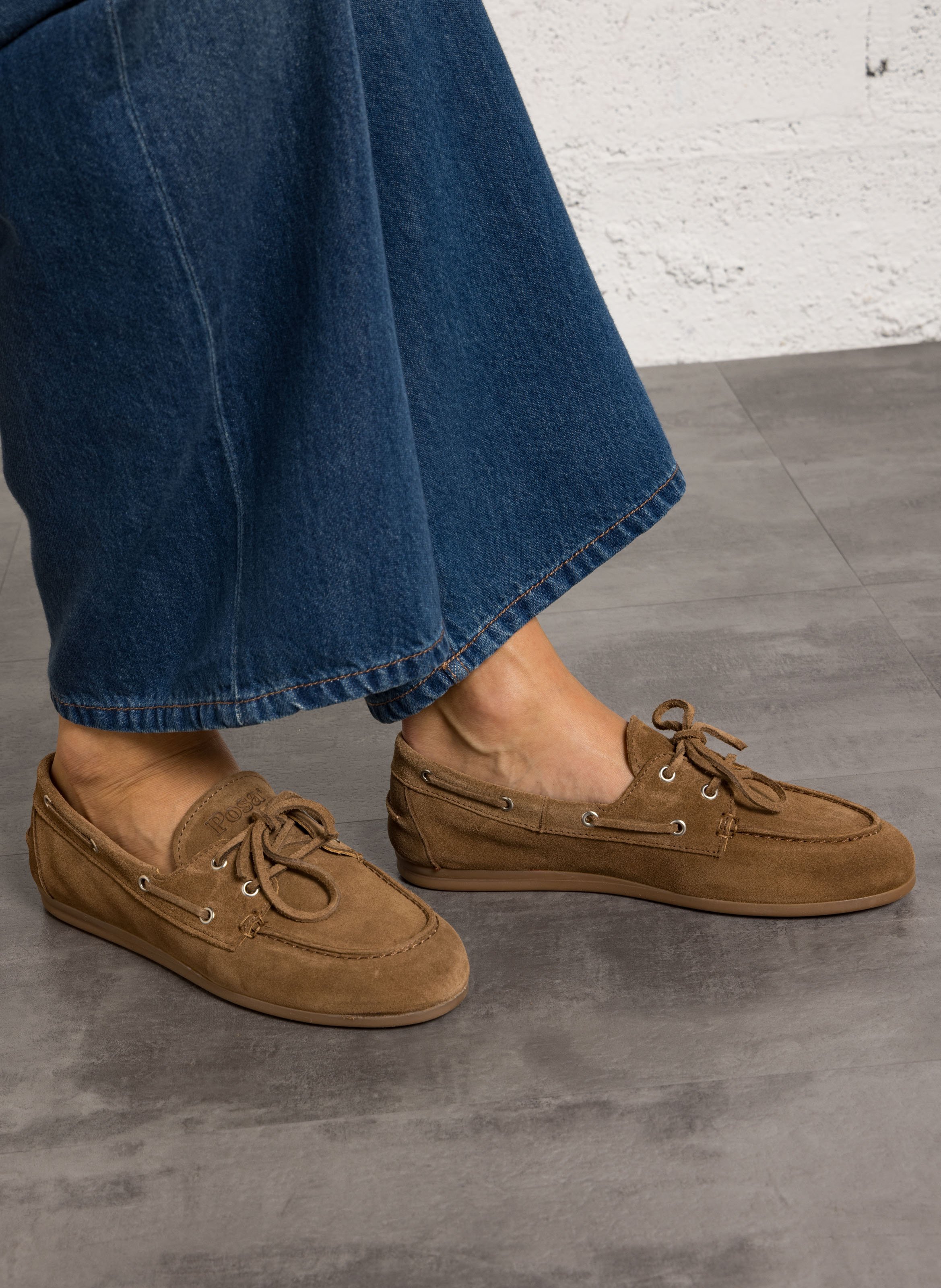 Zapatos náuticos de cuero POSA Marron