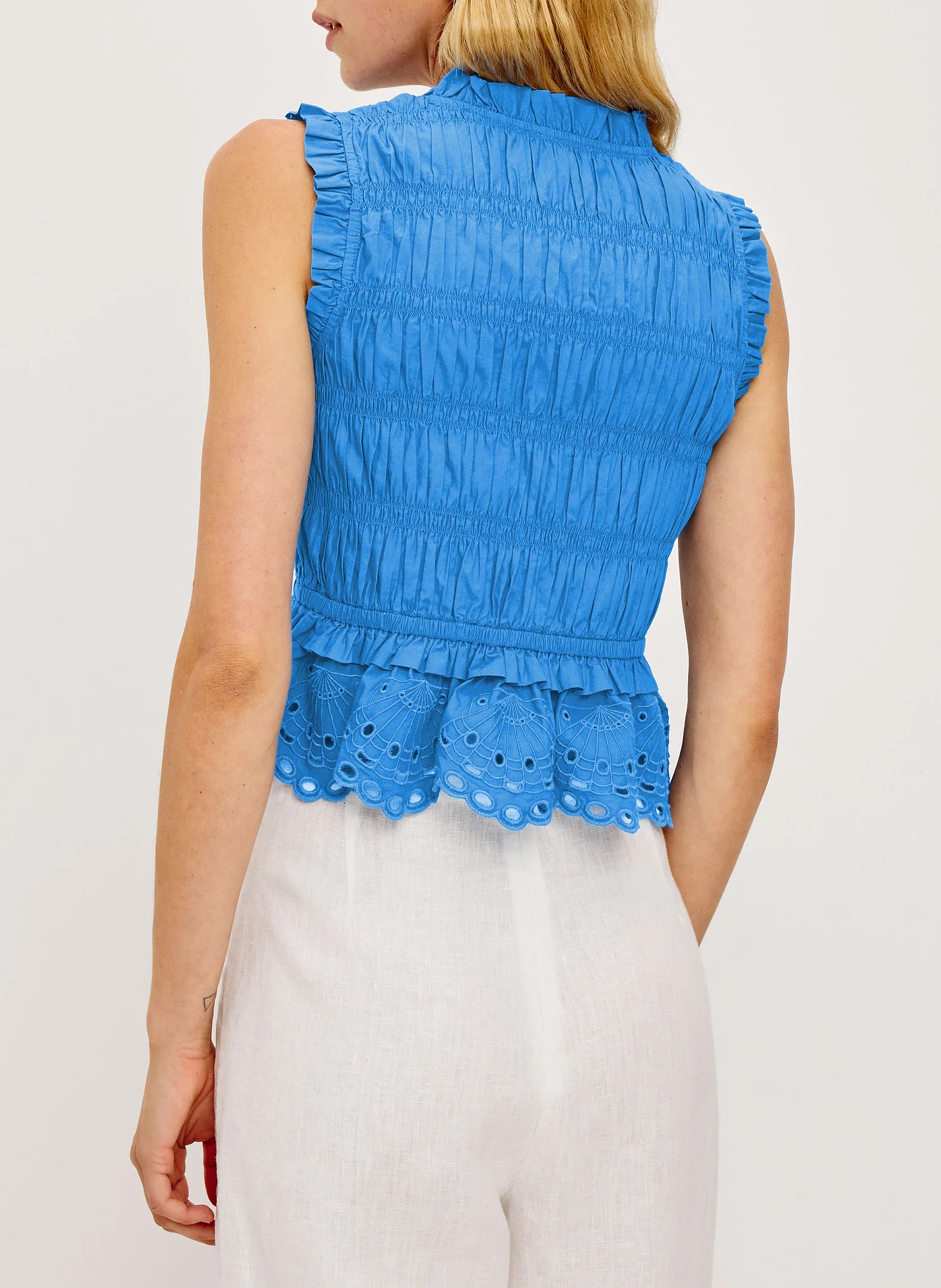 Katoenen top met V-hals RAILS Blauw
