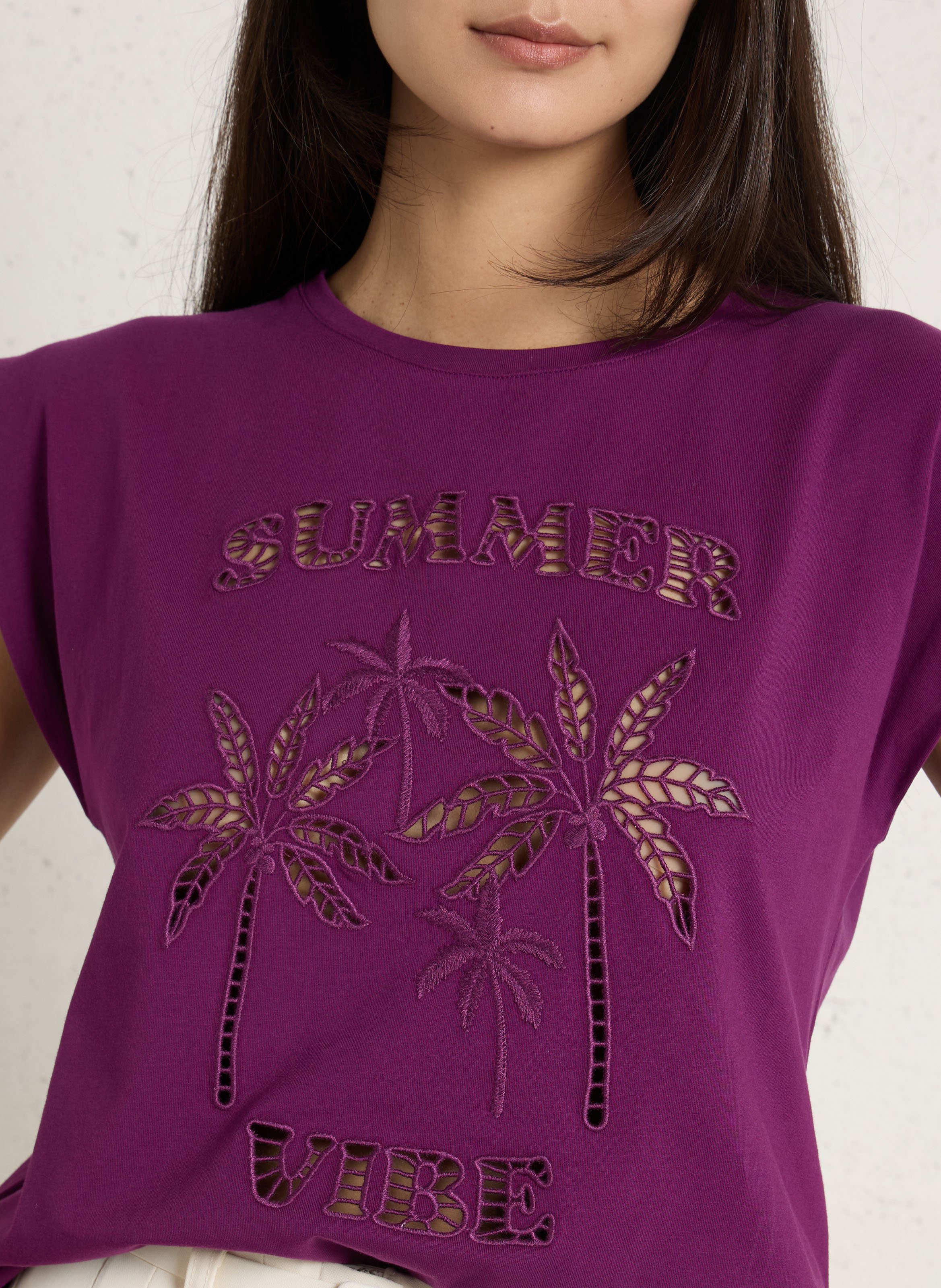 Tee-shirt ample brodé sans manches LA PETITE ETOILE Violet