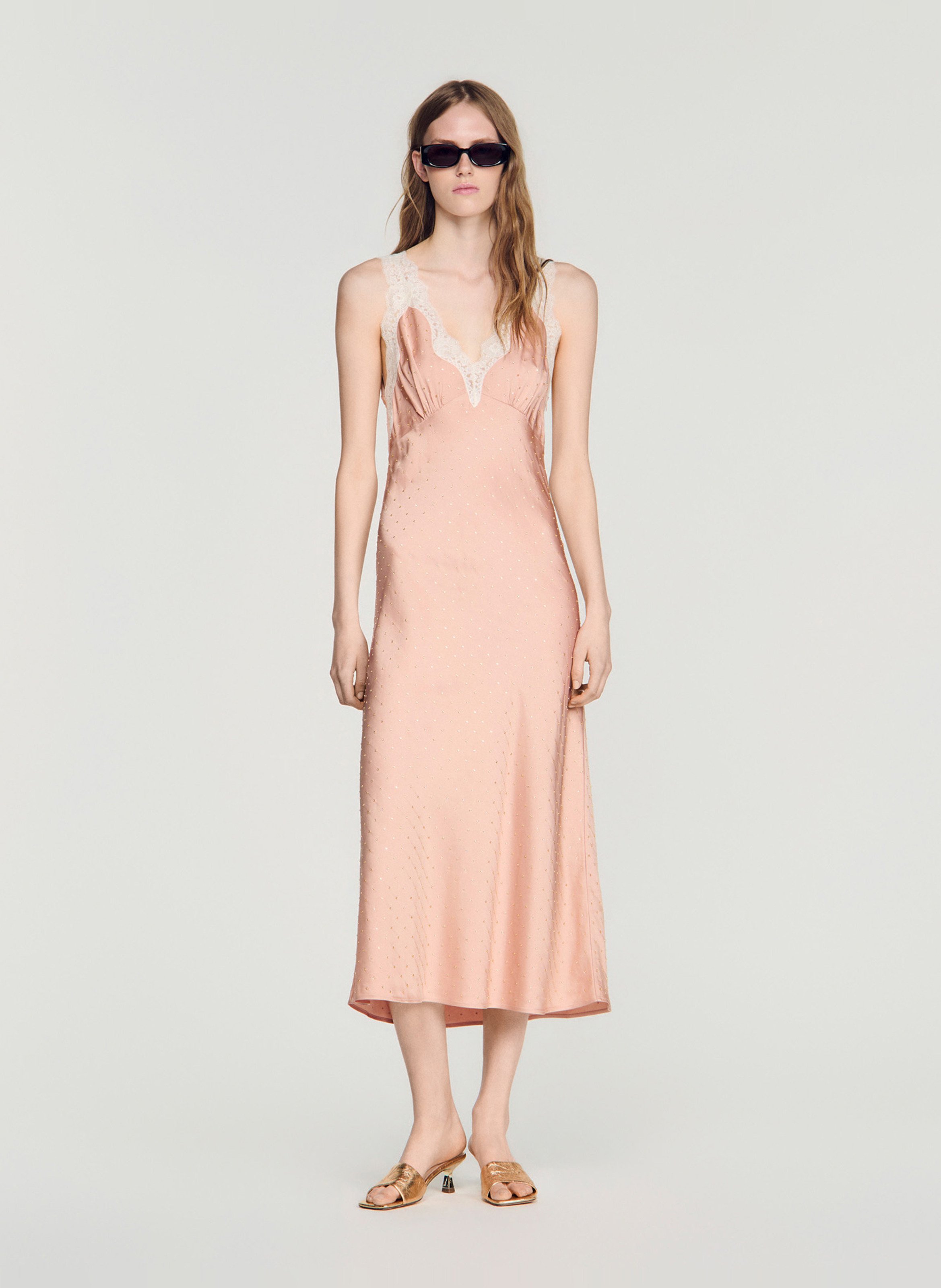Midi-jurk met strass SANDRO Beige