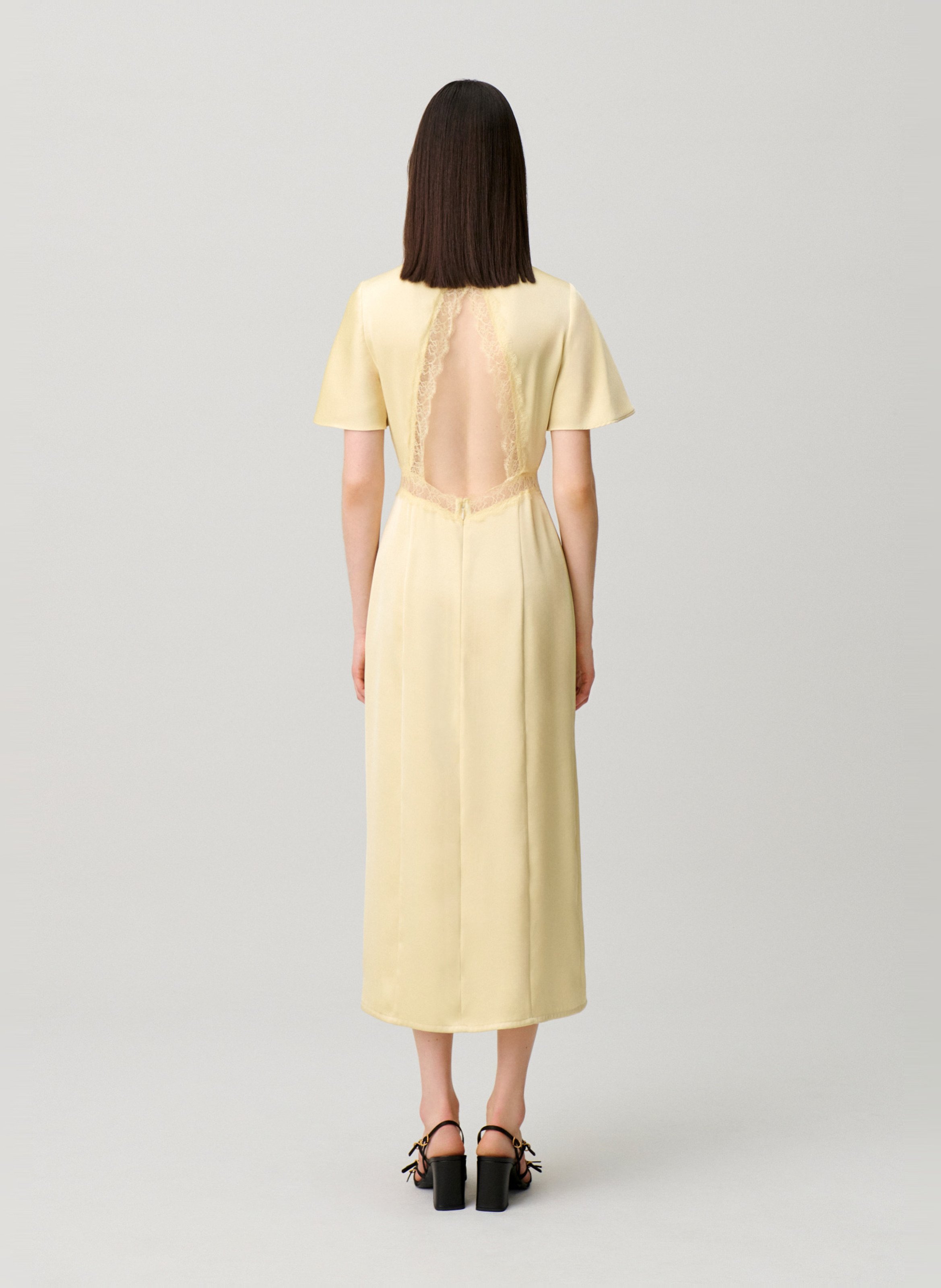 Lange jurk met ronde hals CLAUDIE PIERLOT Geel