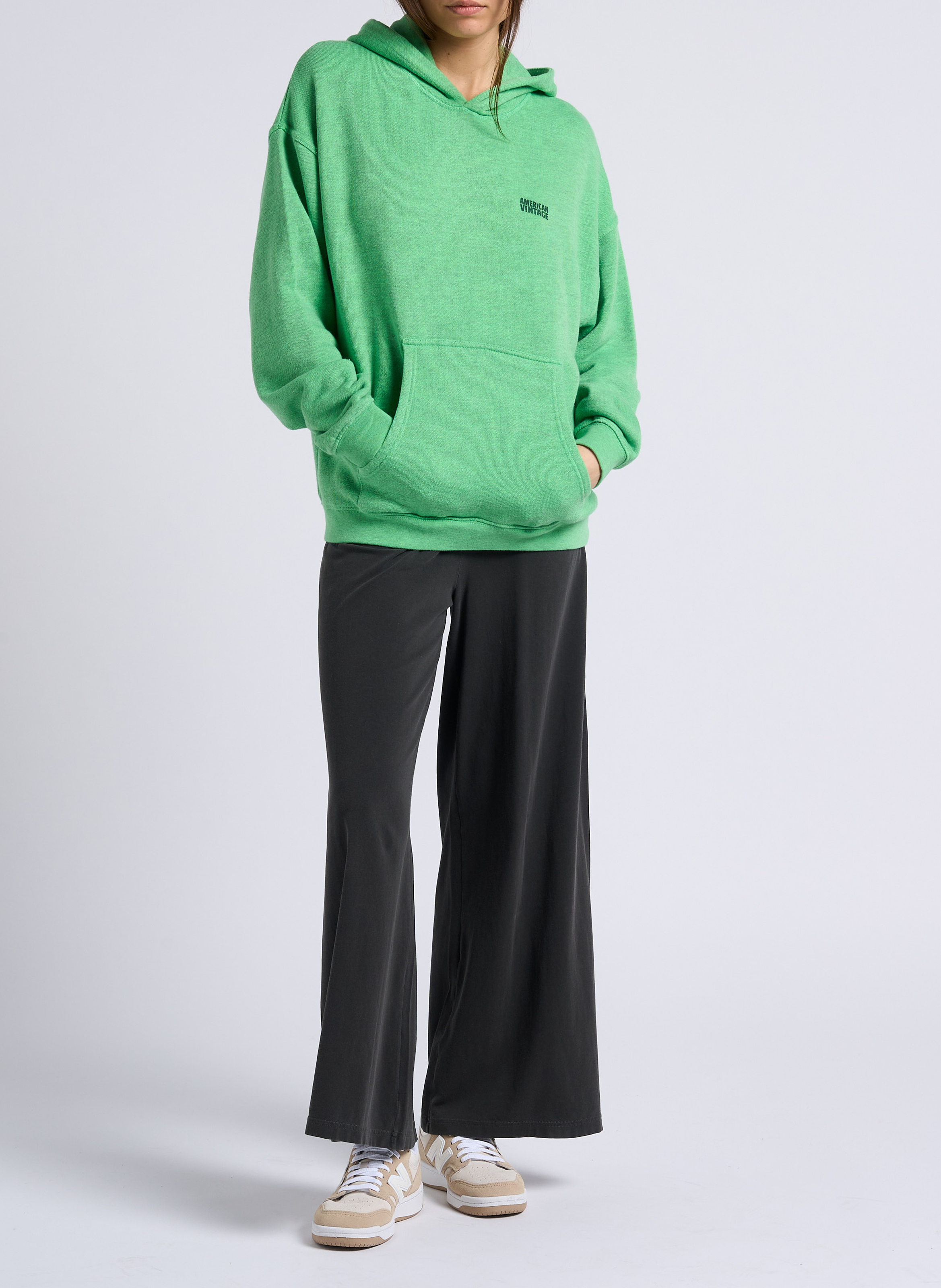 Weite Jogginghose aus Baumwoll-Mix mit hohem Bund AMERICAN VINTAGE Schwarz