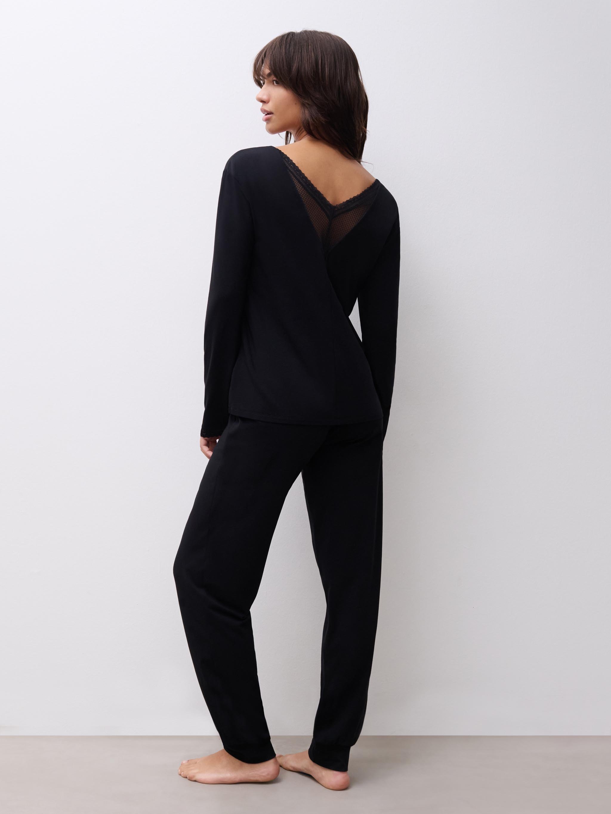 Long-sleeve lace t-shirt CHANTELLE Black