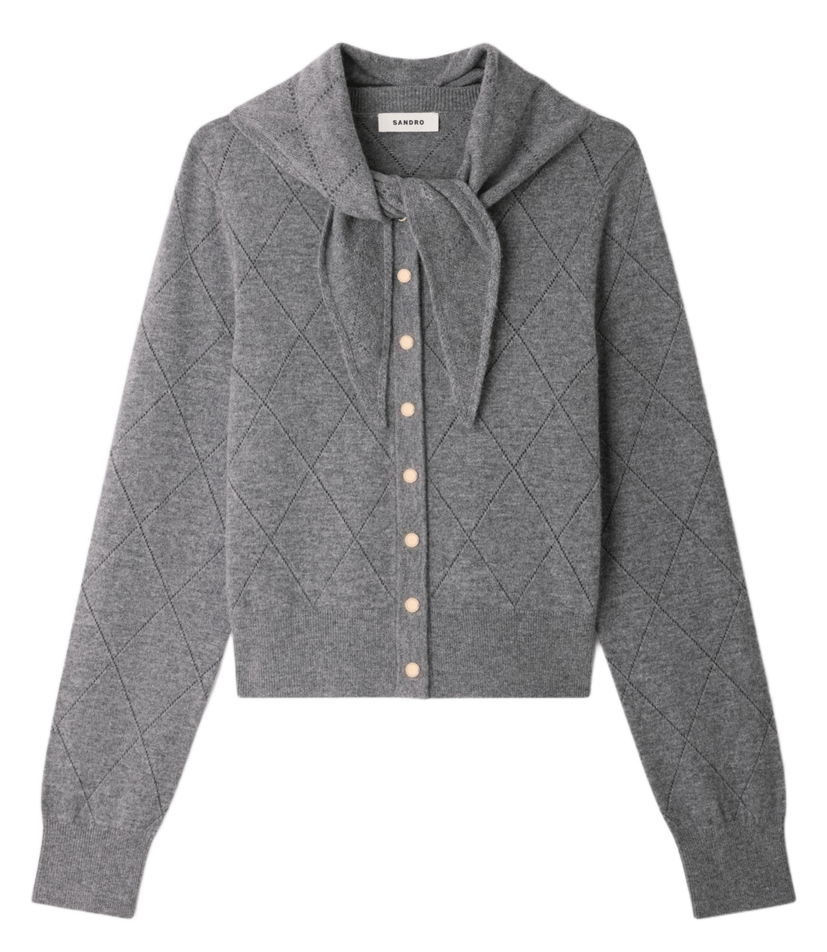 Strickweste aus durchbrochener Wolle und Kaschmir SANDRO Grau