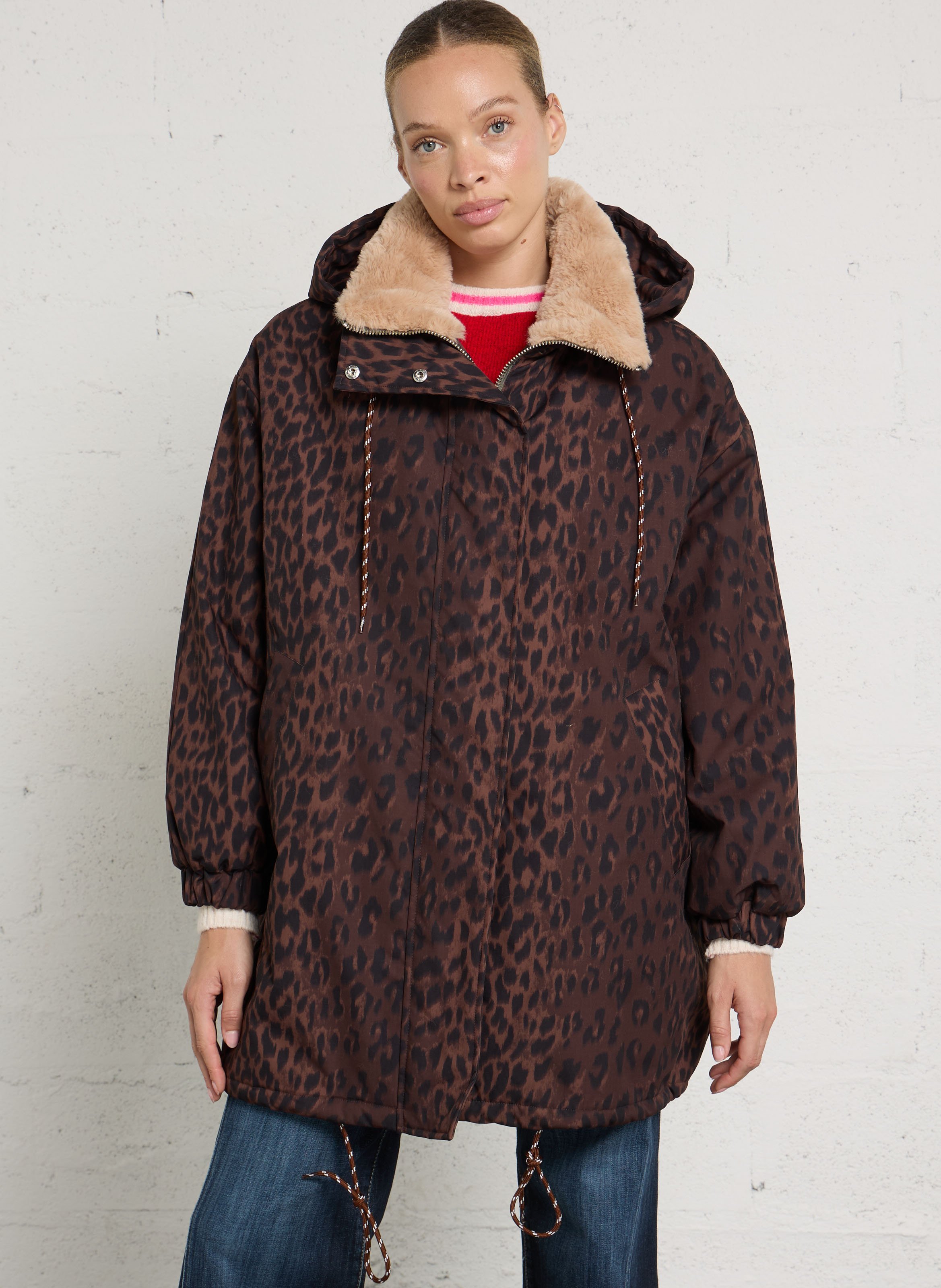 Oversized high neck printed puffer coat BELLEROSE Multicolored