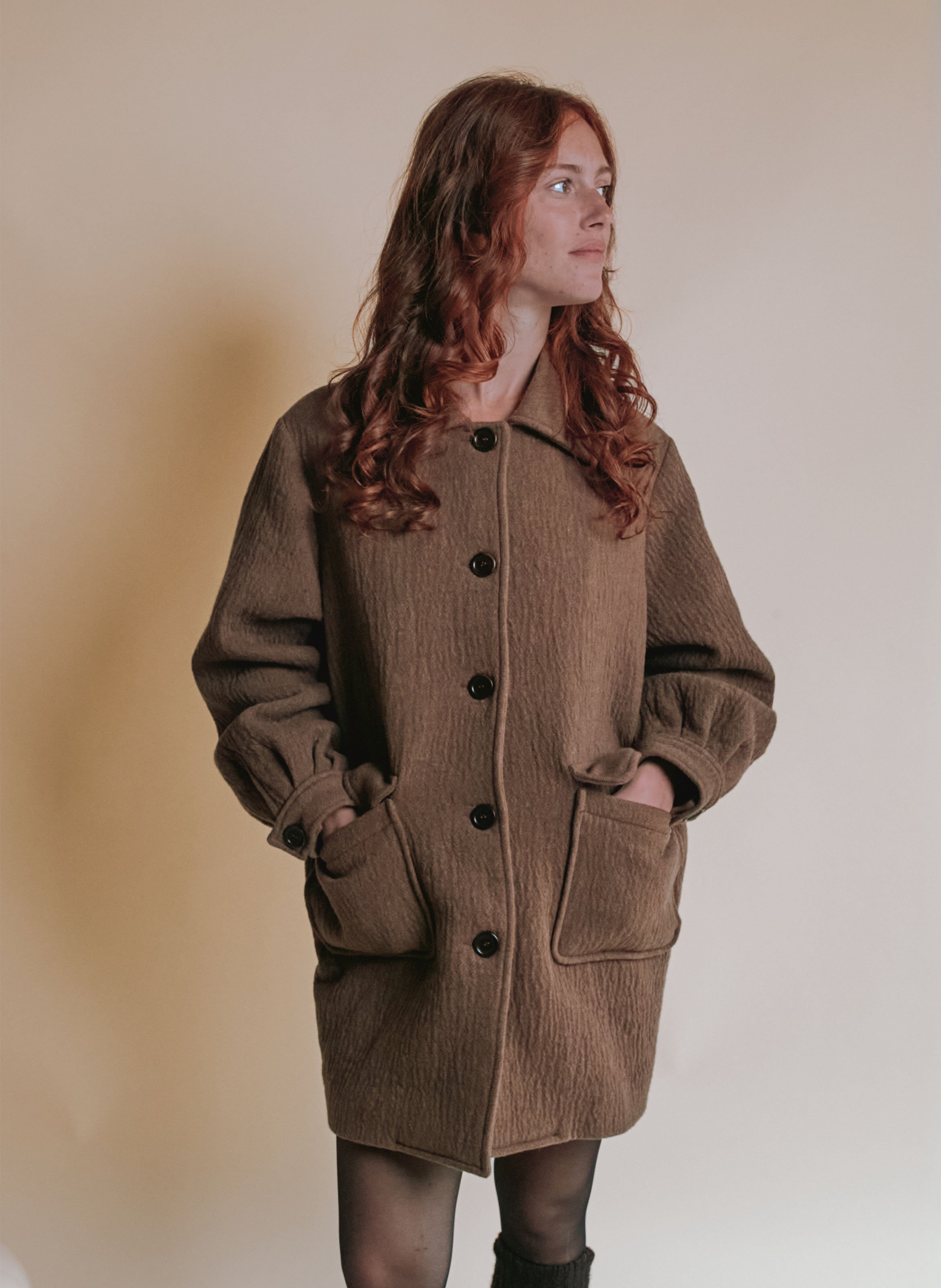 Manteau oversize en laine mélangée EMILE ET IDA Marron
