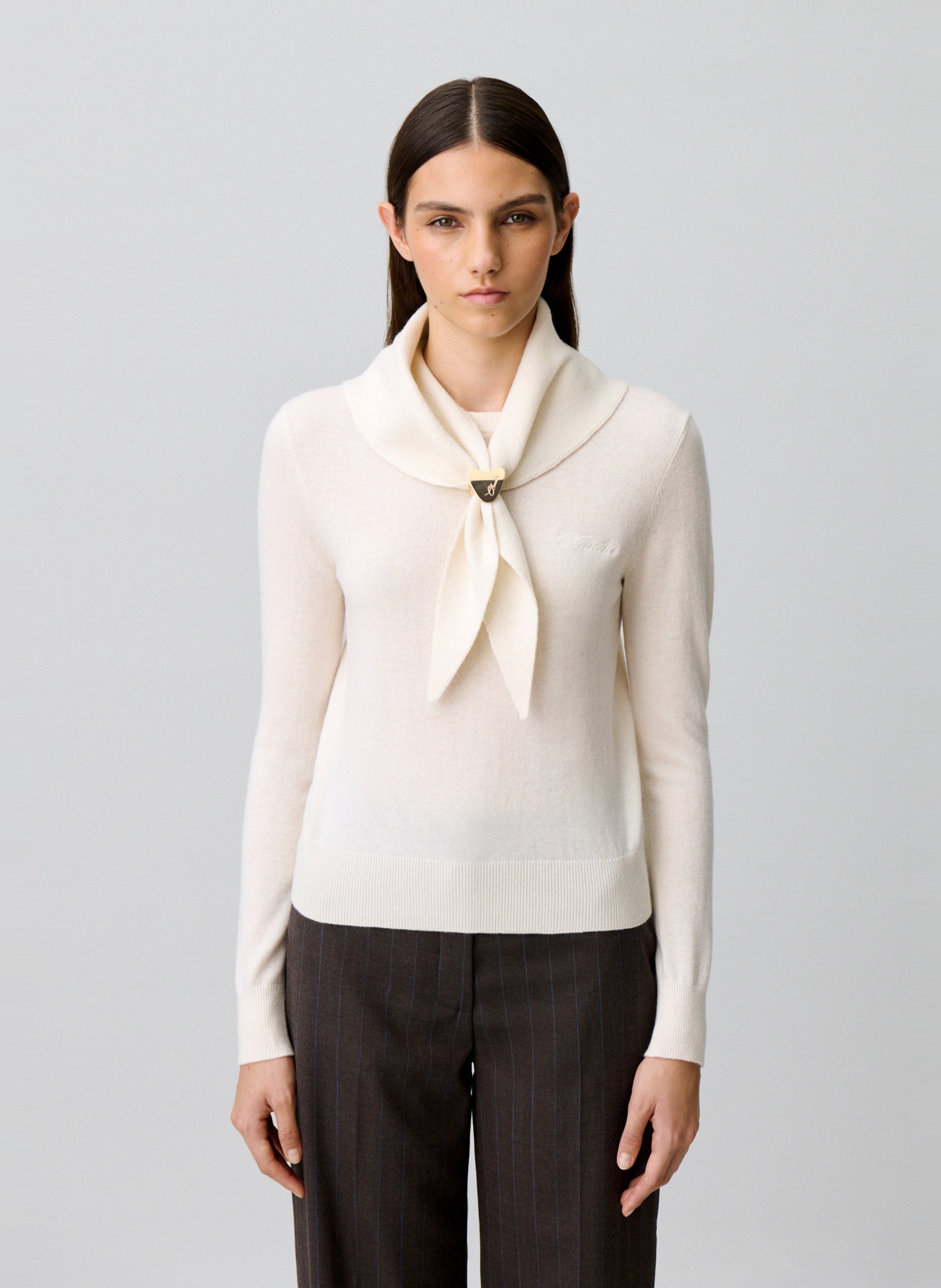 Pull droit en laine et cachemire CLAUDIE PIERLOT Beige