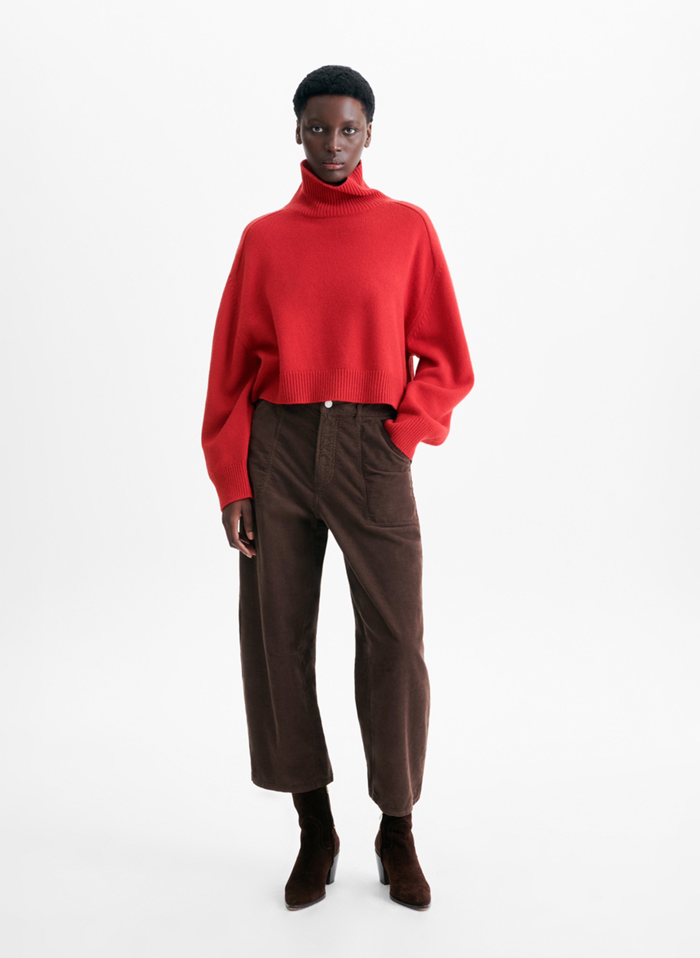 Cropped Rollkragenpullover aus Wolle und Yak-Wolle VANESSA BRUNO Rosa