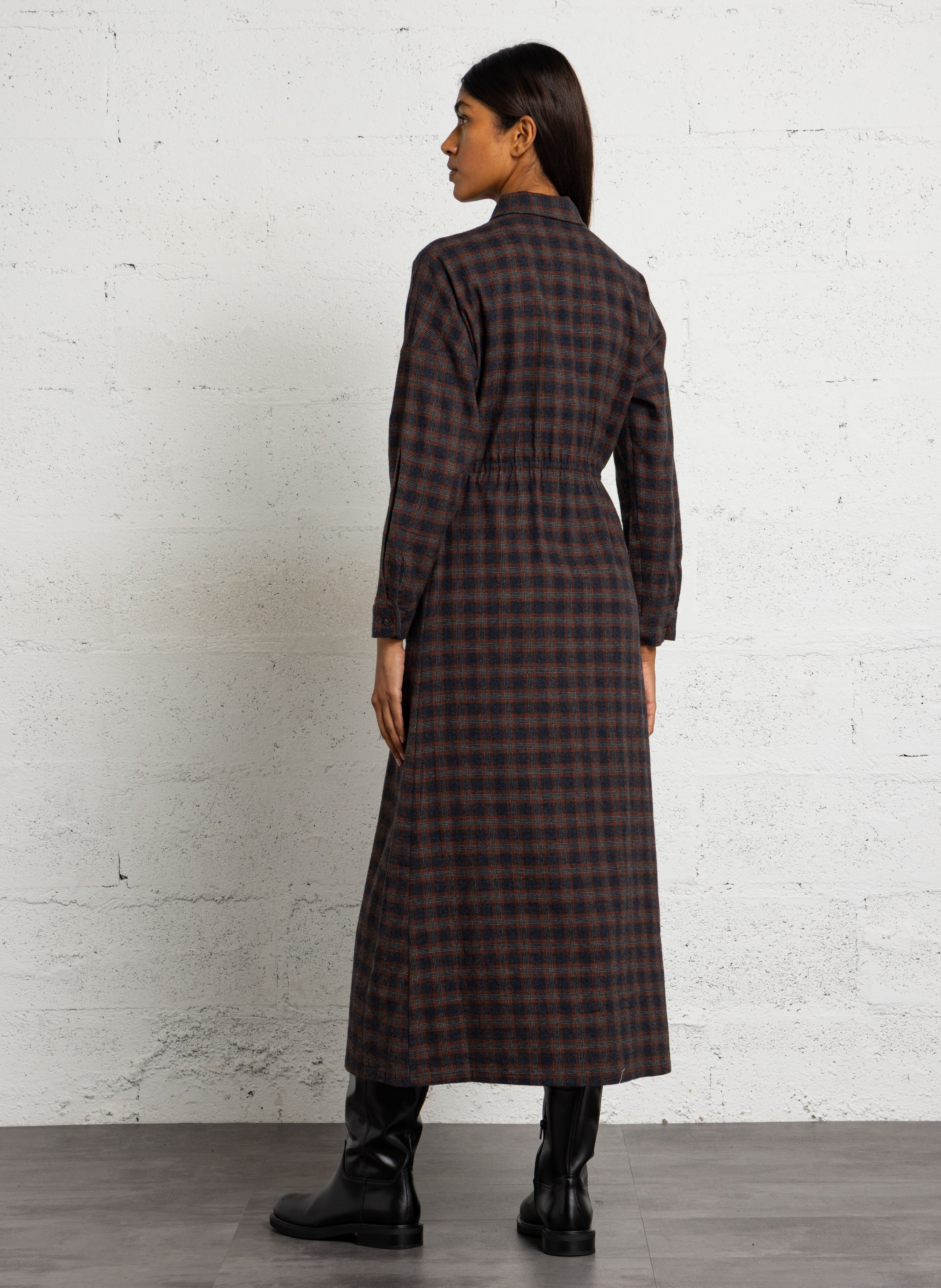 Long straight cotton shirt dress NICE THINGS Grey