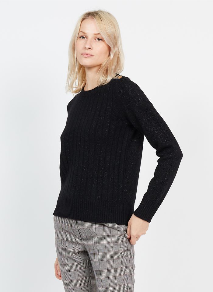 MAISON 123 Black Round-neck cashmere sweater