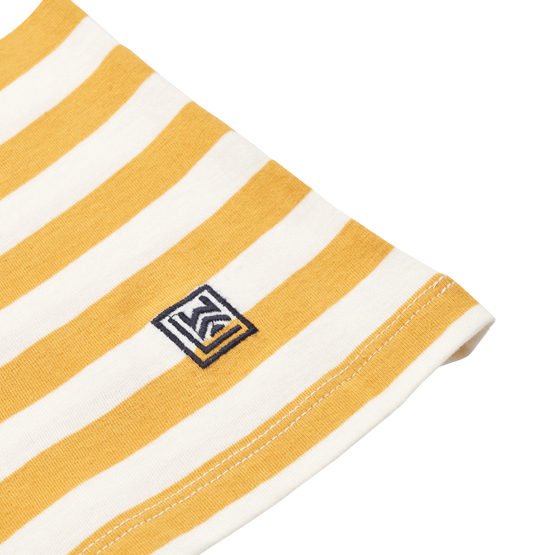 T-shirt scollo tondo a righe in cotone bio Giallo