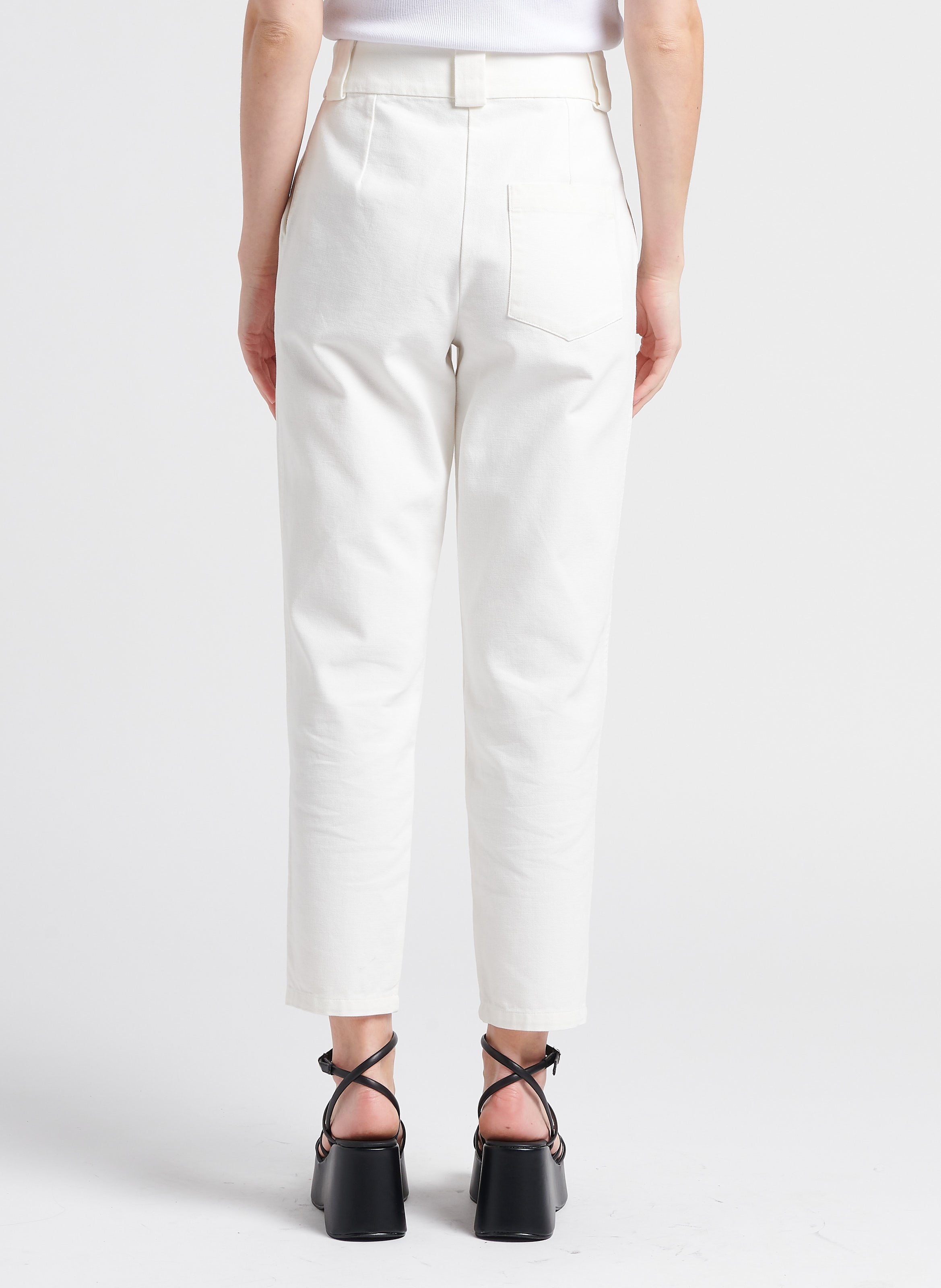 Pantalon carotte taille haute en coton COLLECTORS CLUB Beige