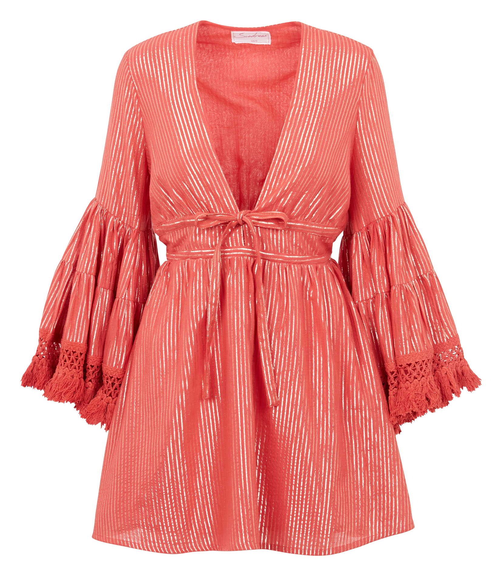 Robe courte col V en coton mélangé  SUNDRESS Rose