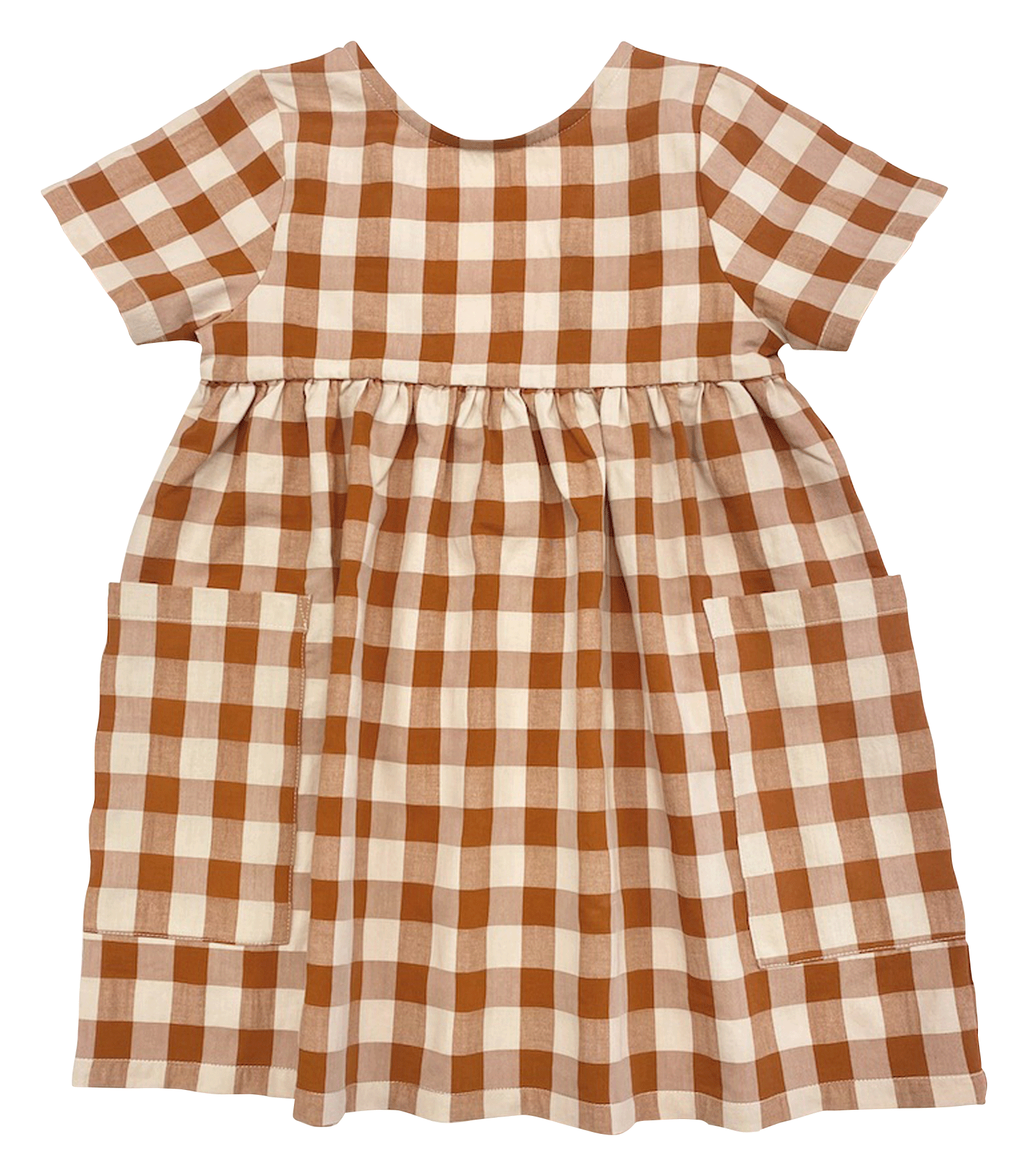 Short loose-fit check dress APACHES COLLECTIONS Brown