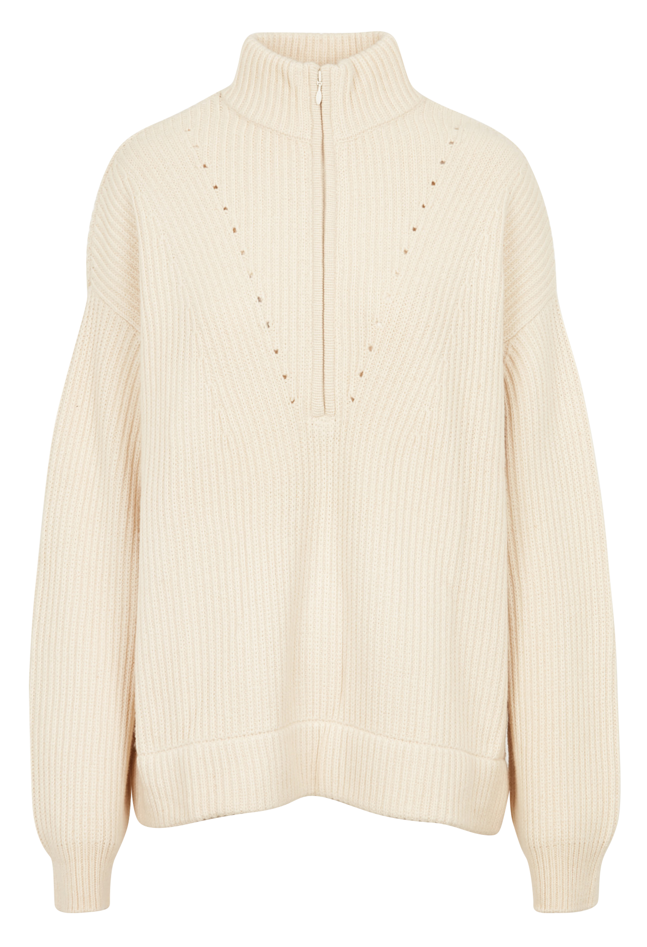 Pull col montant zippé en laine mélangée SWILDENS Blanc