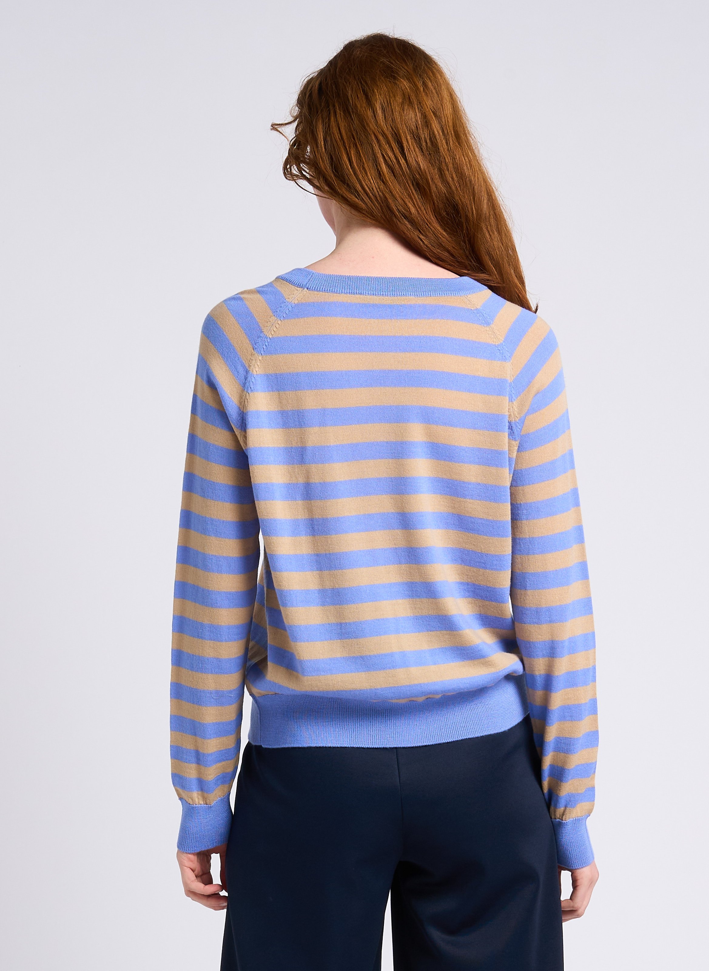 Tee-shirt maillé à rayures en laine vierge MAX&amp;Co. Multicolore