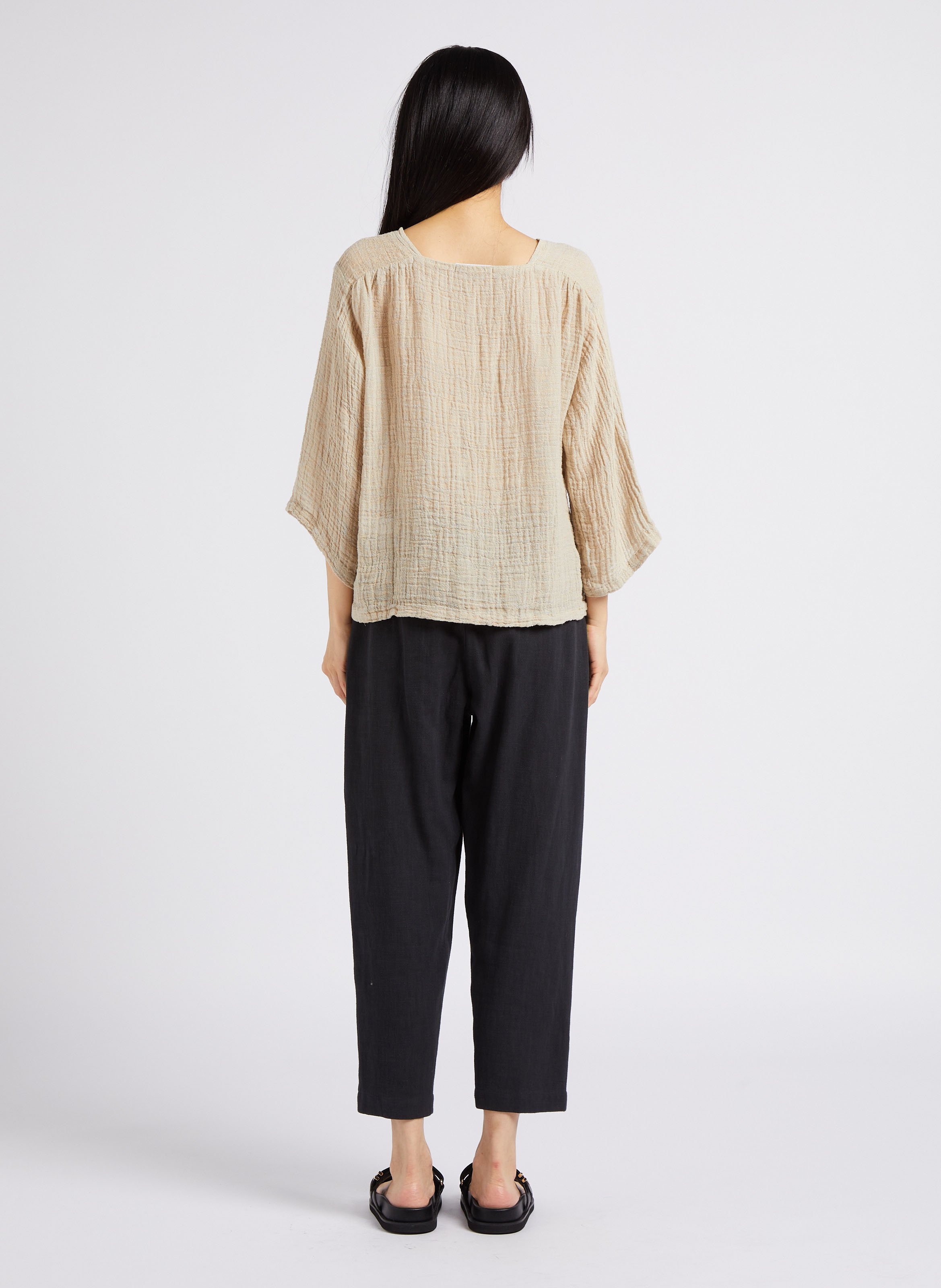 Platte, lamsleren slippers MI/MAI Zwart