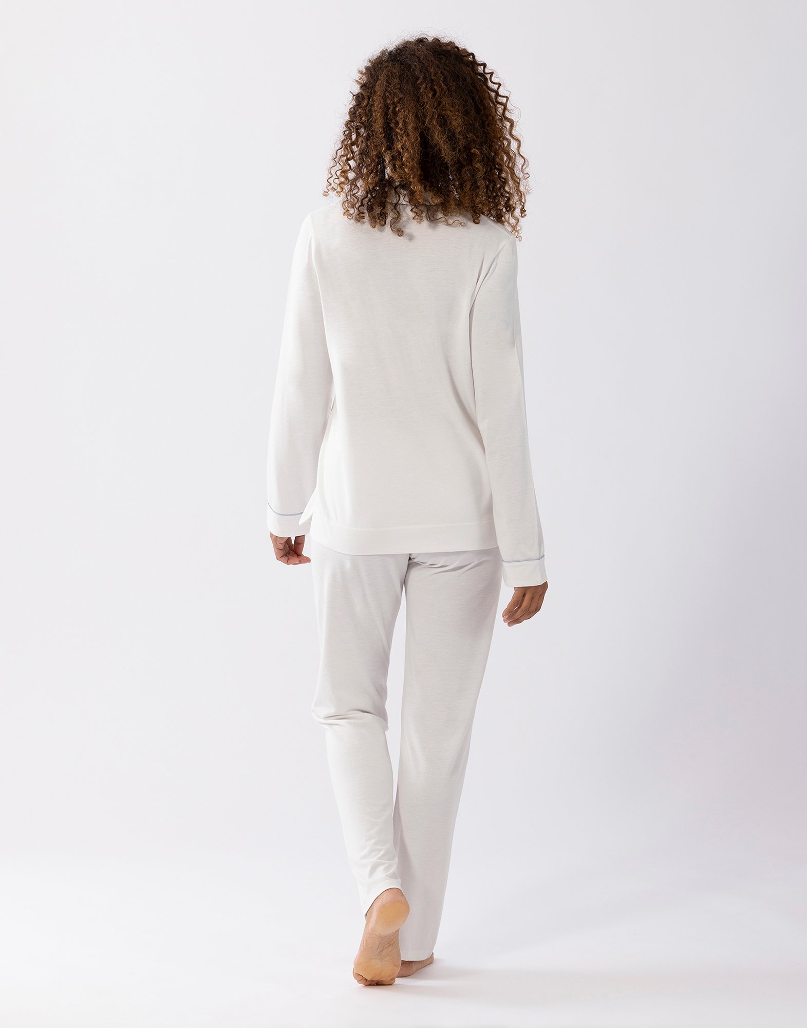 Buttoned cotton modal pajamas LE CHAT White