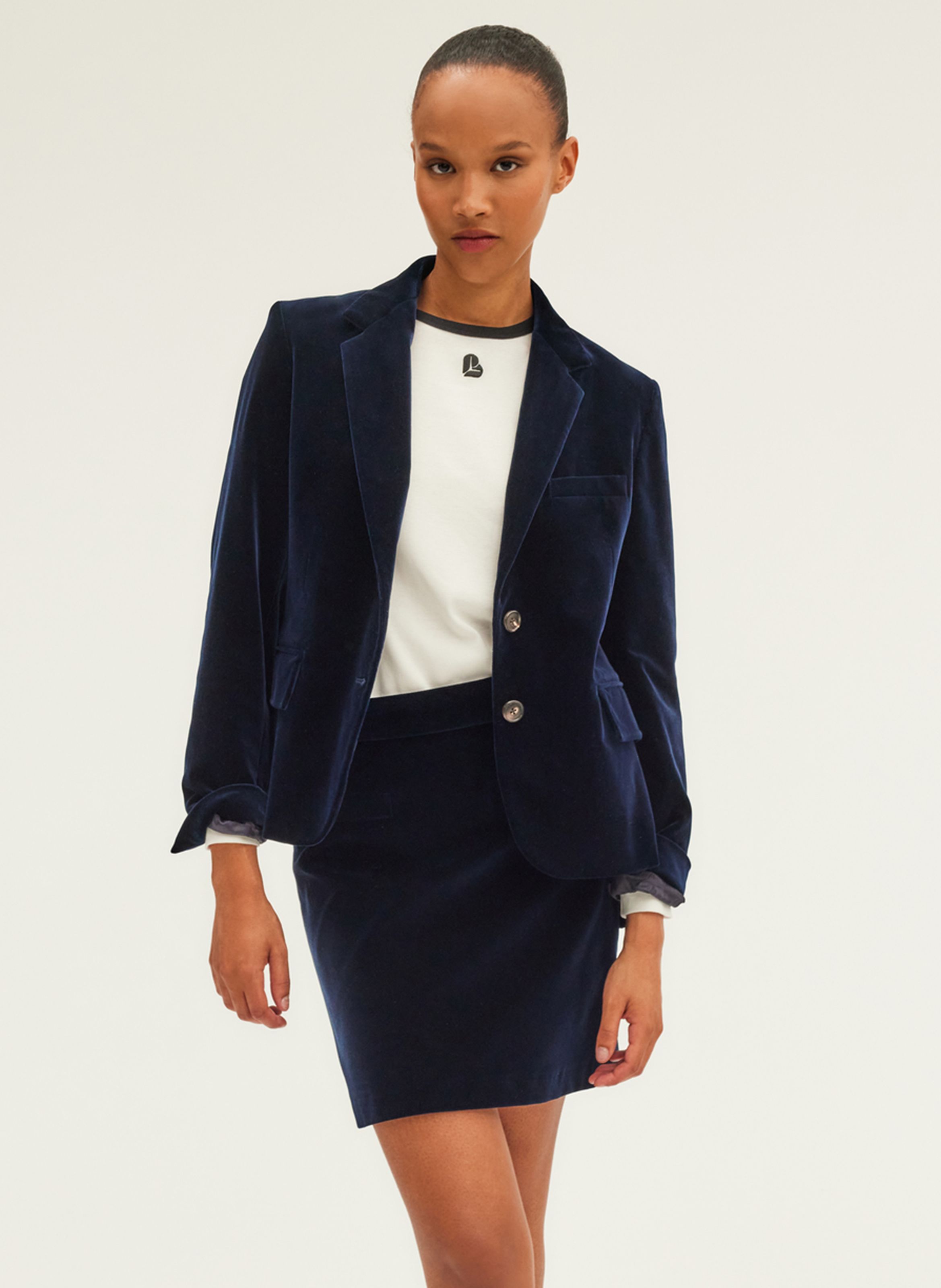 Blue Short cotton velvet jacket