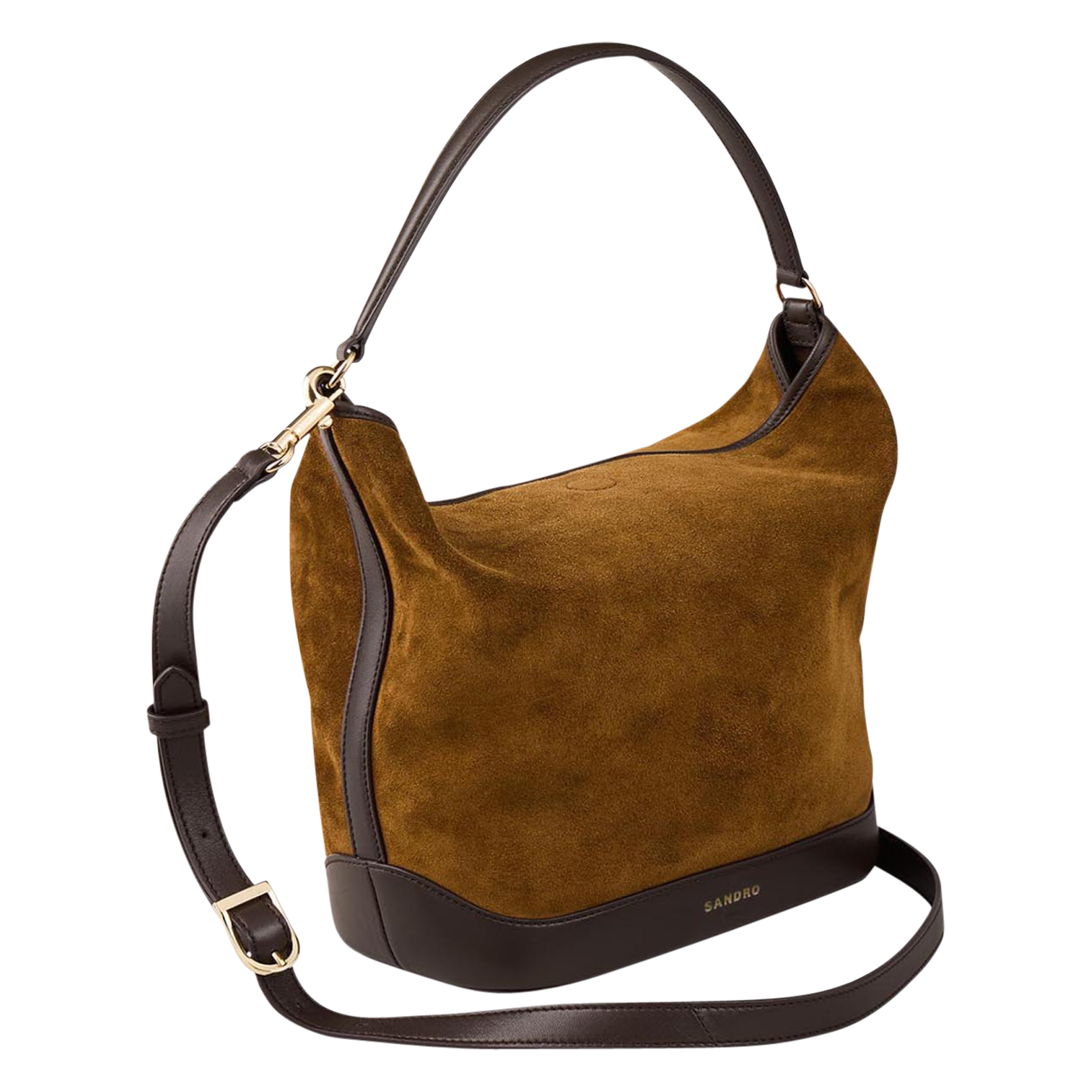 Sac seau bandoulière en cuir velours SANDRO Beige