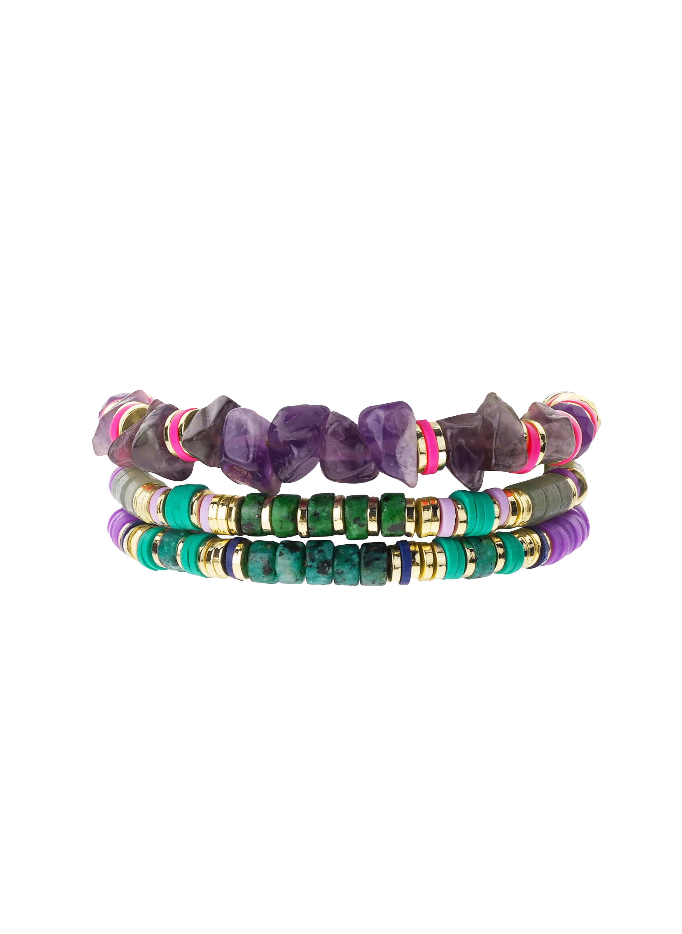 Adjustable multilayer bracelet with beads HIPANEMA Purple