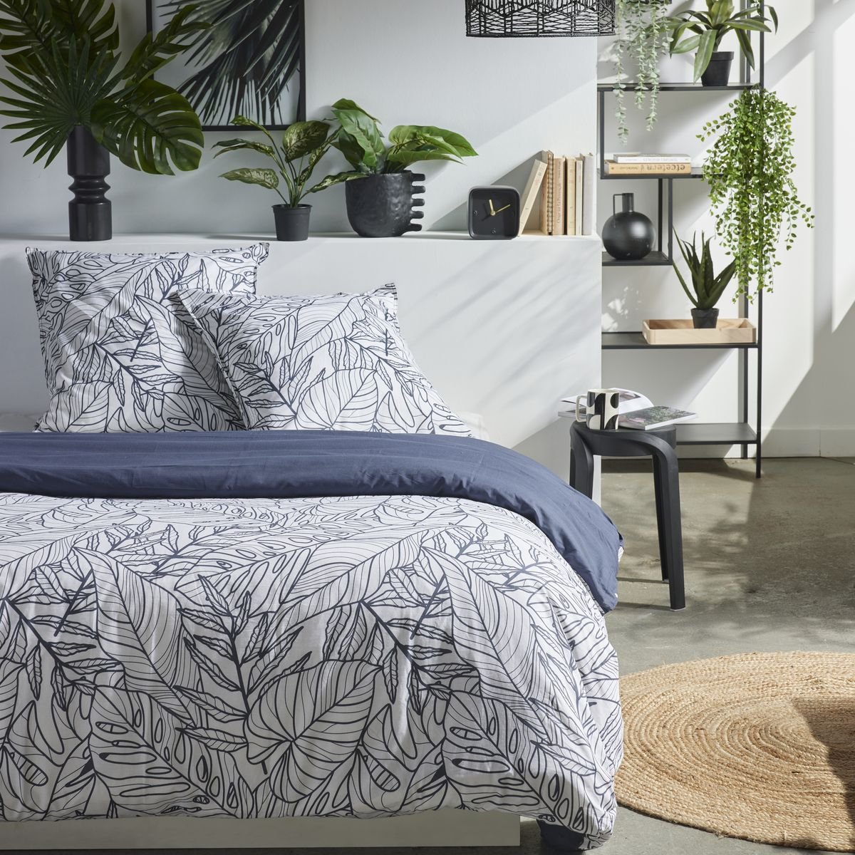 Zippered cotton printed bedding set TODAY LINGE DE MAISON White