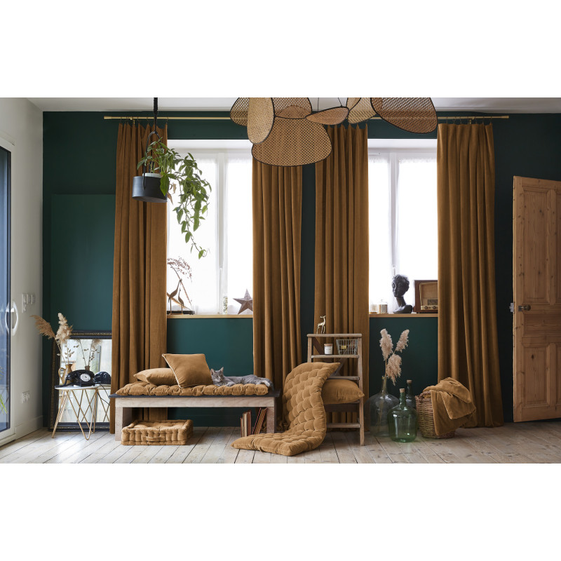 Cotton velvet floor cushion L'EFFET PAPILLON Brown