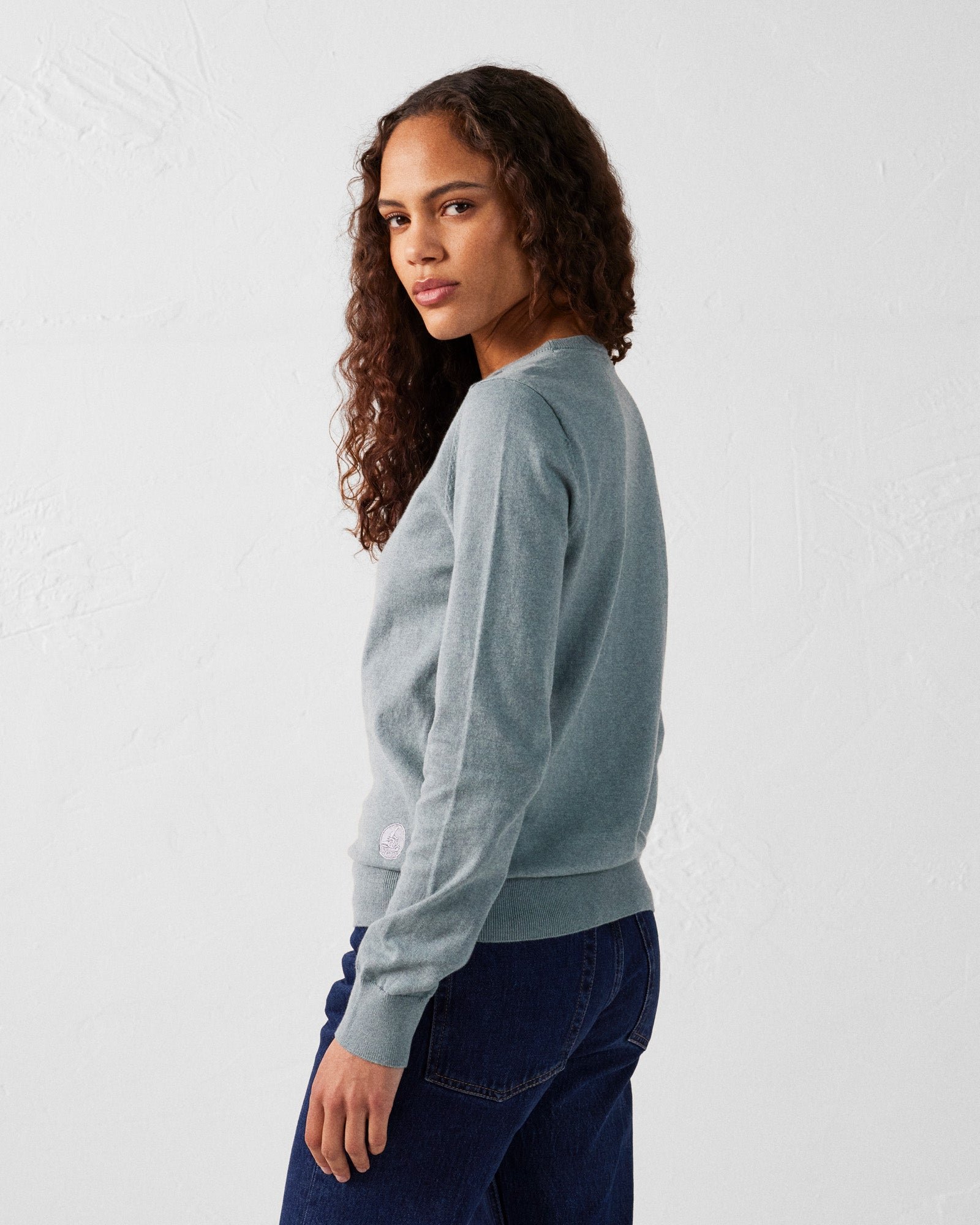 Heloise round neck knit sweater JOTT Green