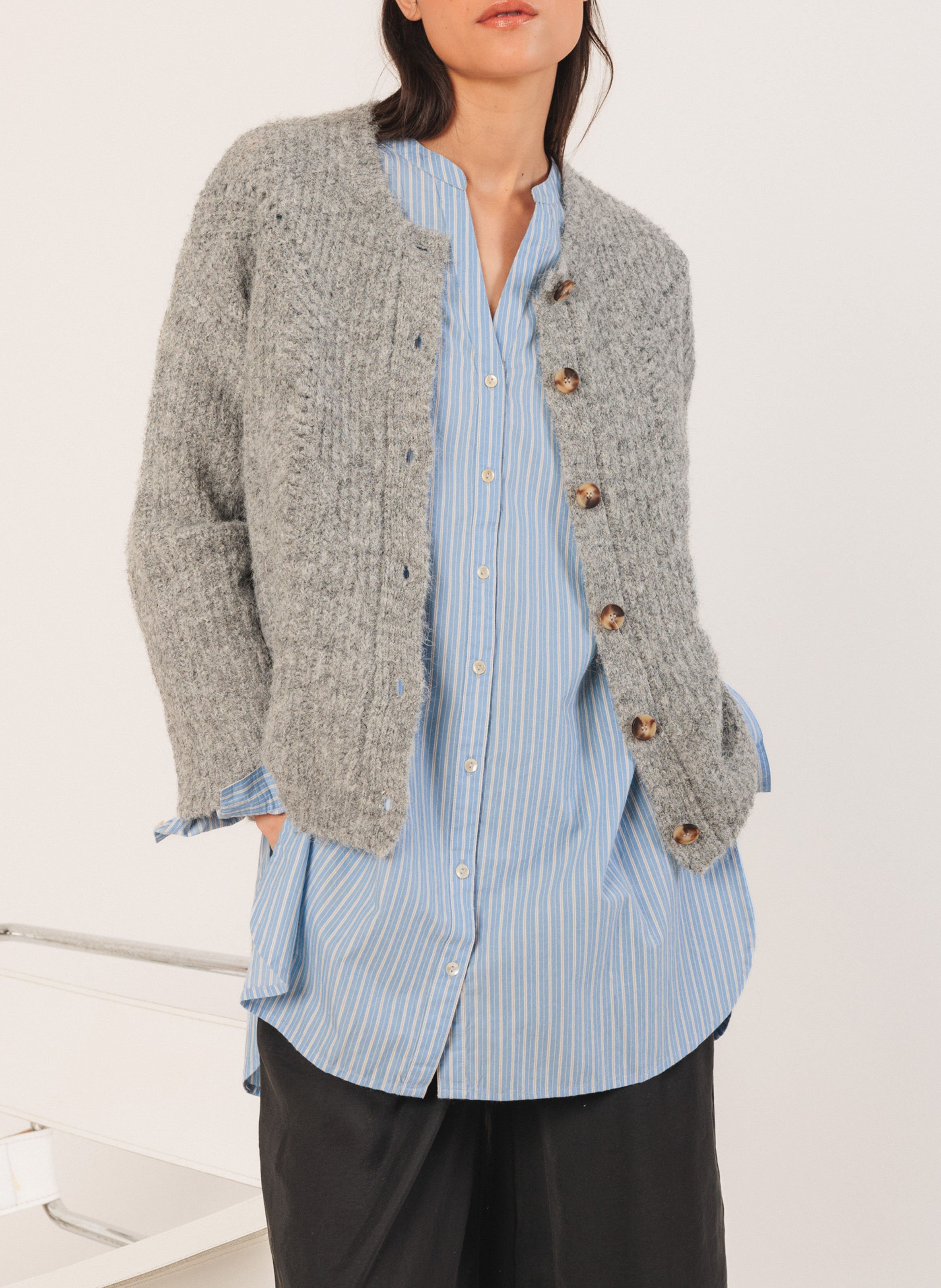 Gilet col rond INDI & COLD Argent