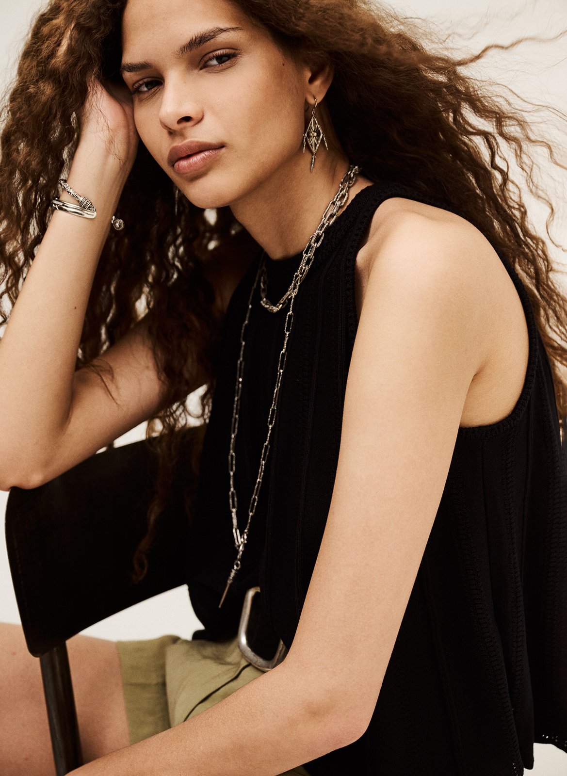 Top oversize en maille ajourée BA&SH Noir