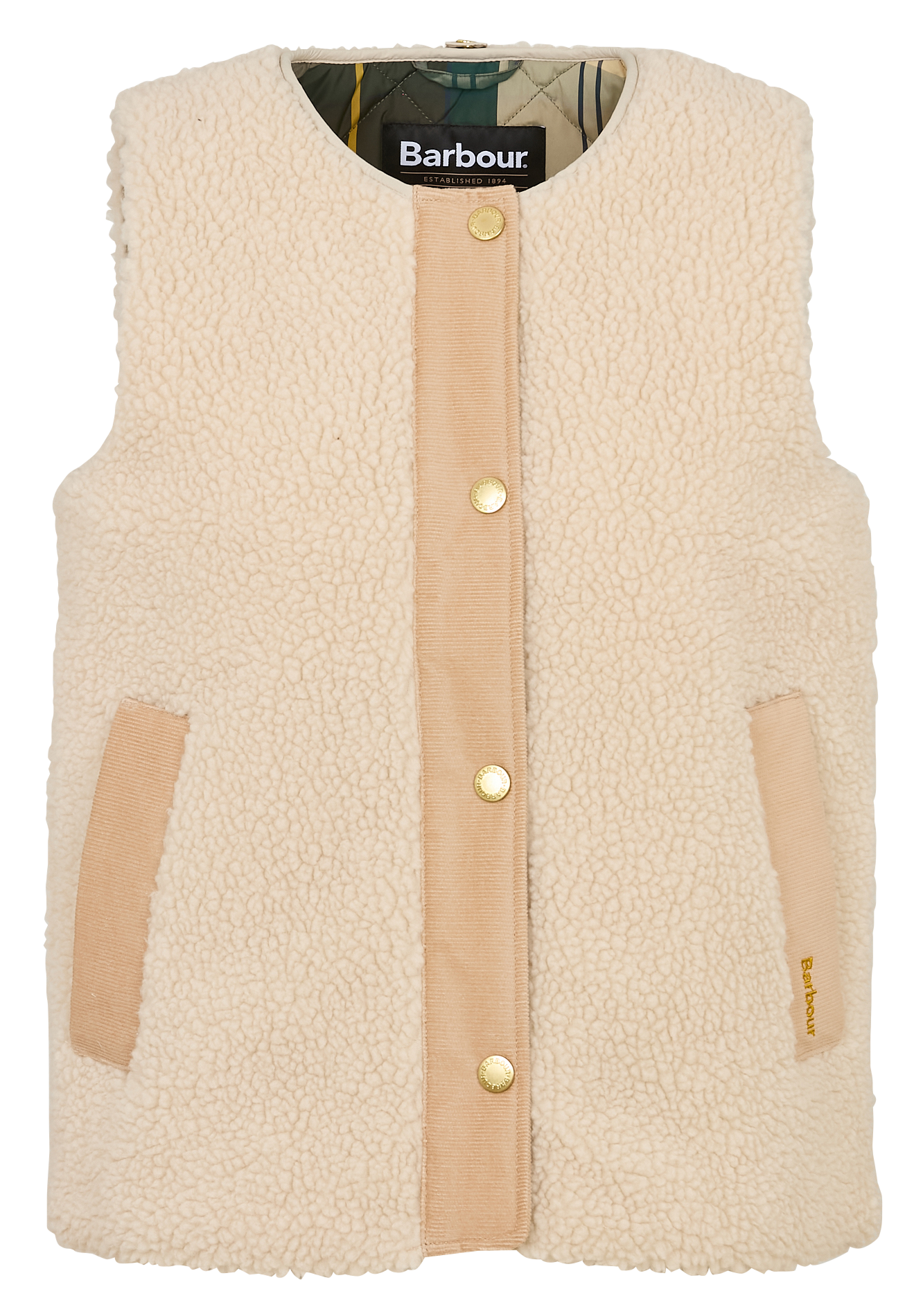 Gilet col rond en fourrure teddy BARBOUR Beige