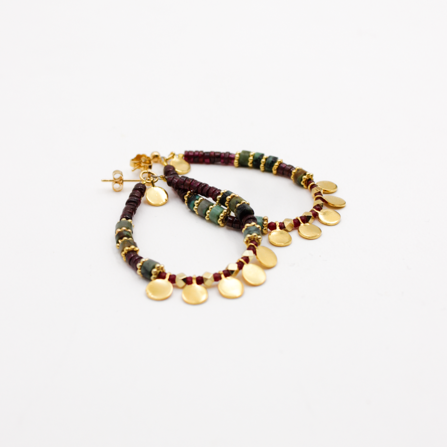 Heishi medallion earrings - Charlotte L'ATELIER DES DAMES Golden