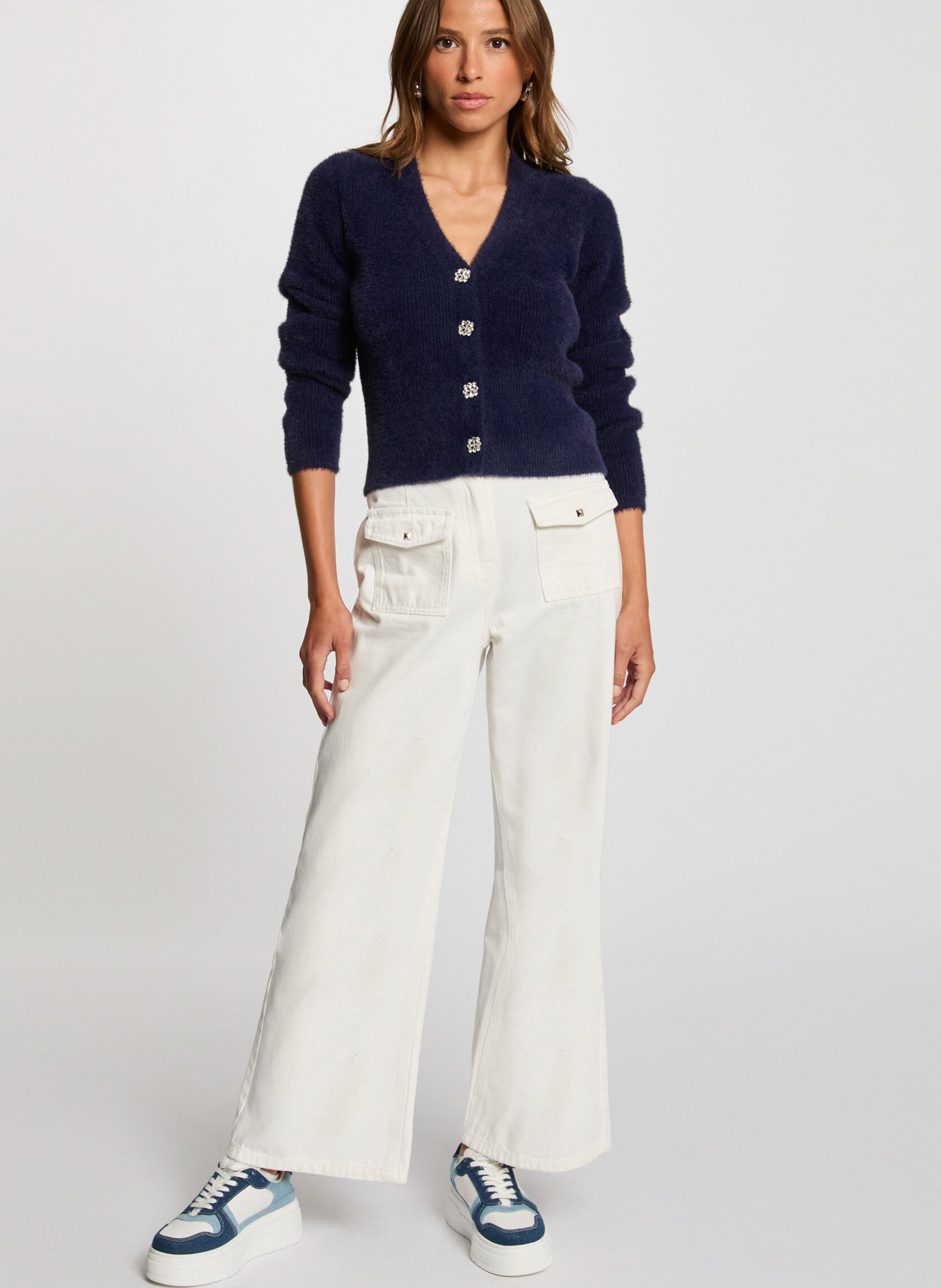 Gilet col V MORGAN Bleu