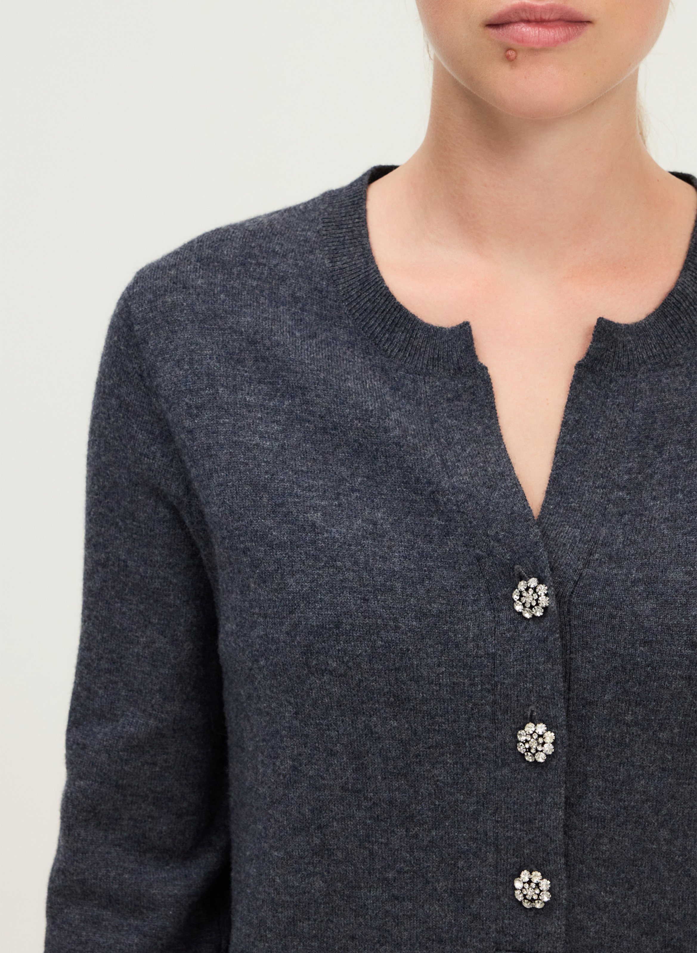 Robe courte en laine col tunisien PABLO Gris