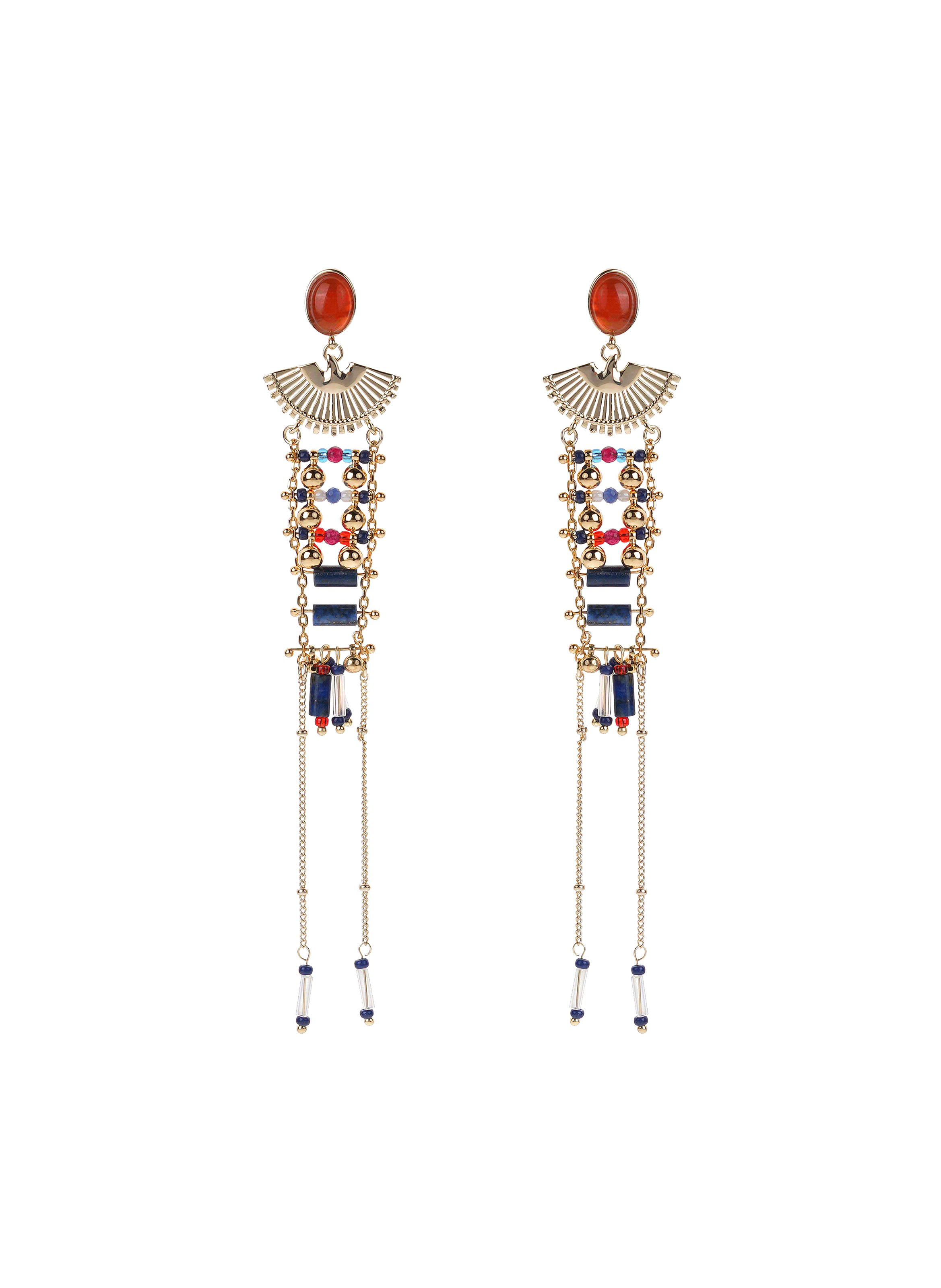 Hanging earrings with pearls and chains HIPANEMA Blue