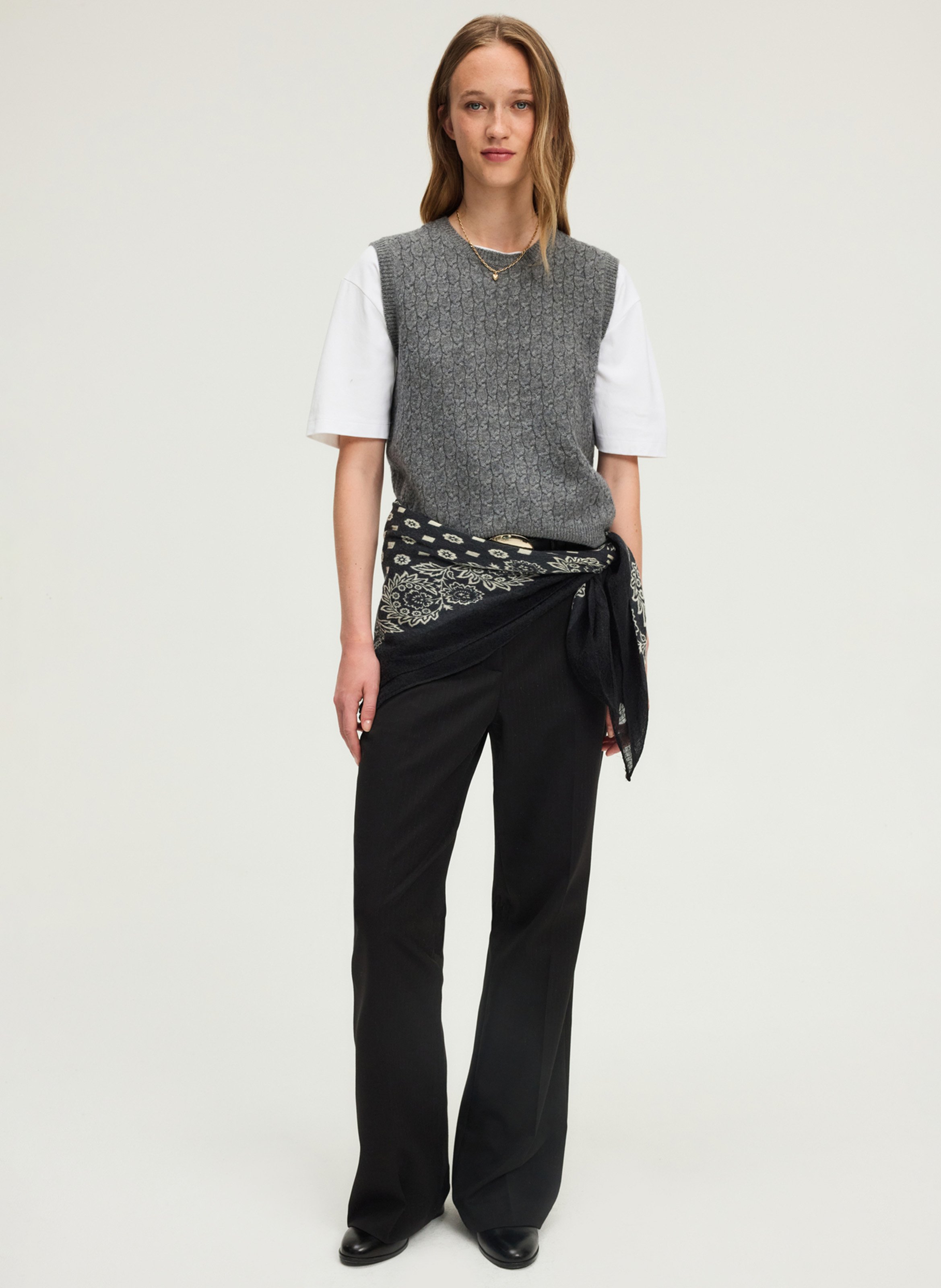 Pull col rond en laine PABLO Gris