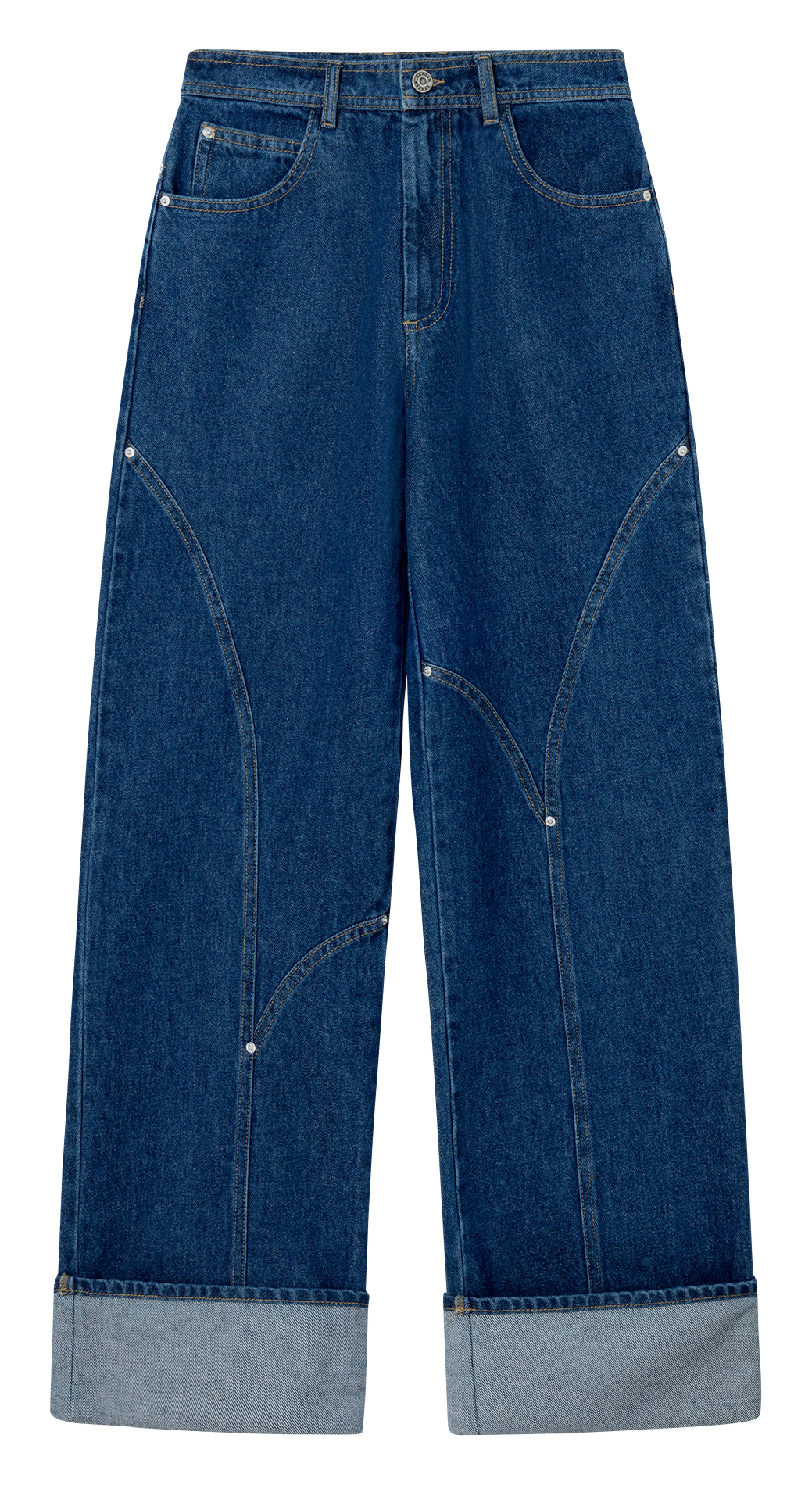 Jean large taille haute en coton LAAGAM Bleu