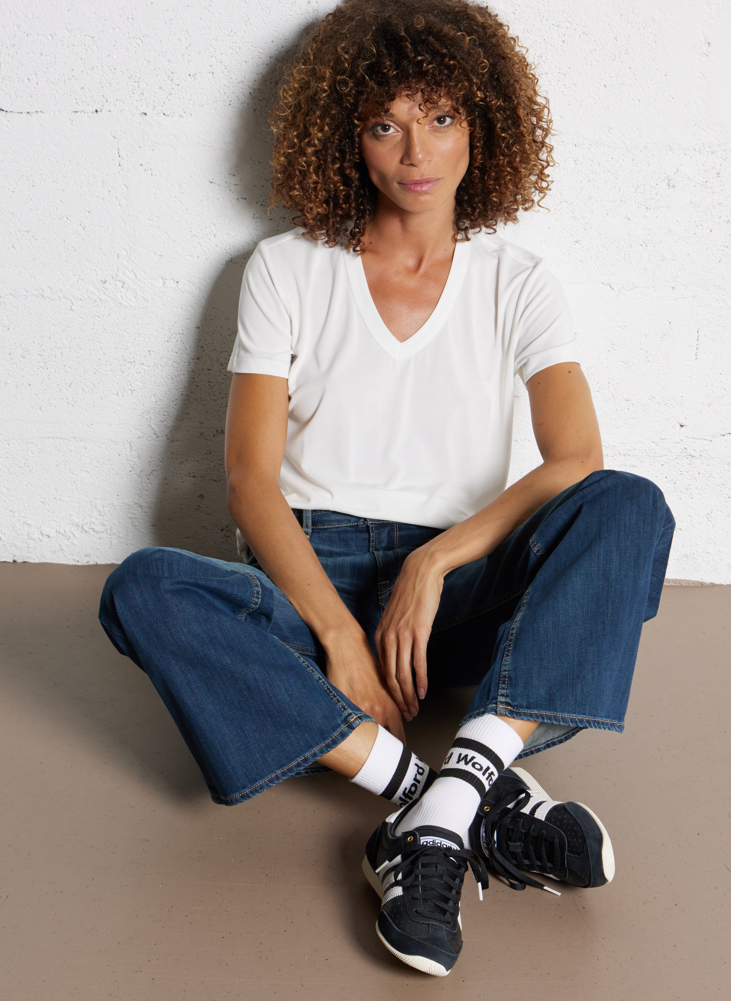 Baskets basses en cuir ADIDAS Noir