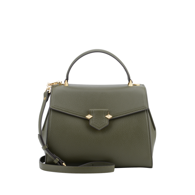 Handbag - grained calf leather POURCHET Khaki