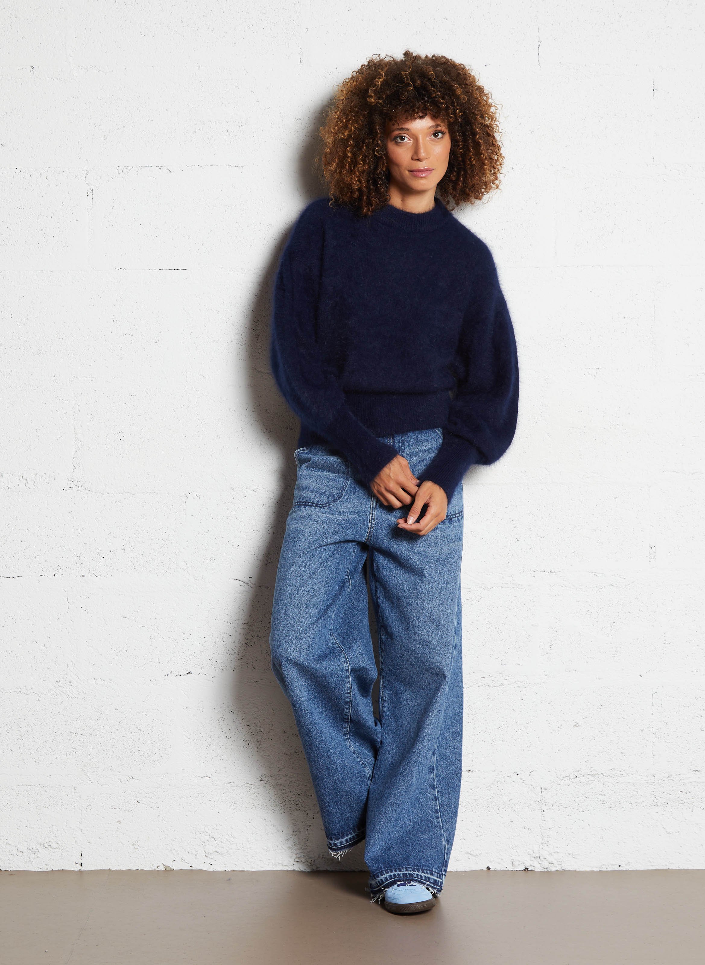 Jean large taille haute en coton BELLEROSE Bleu