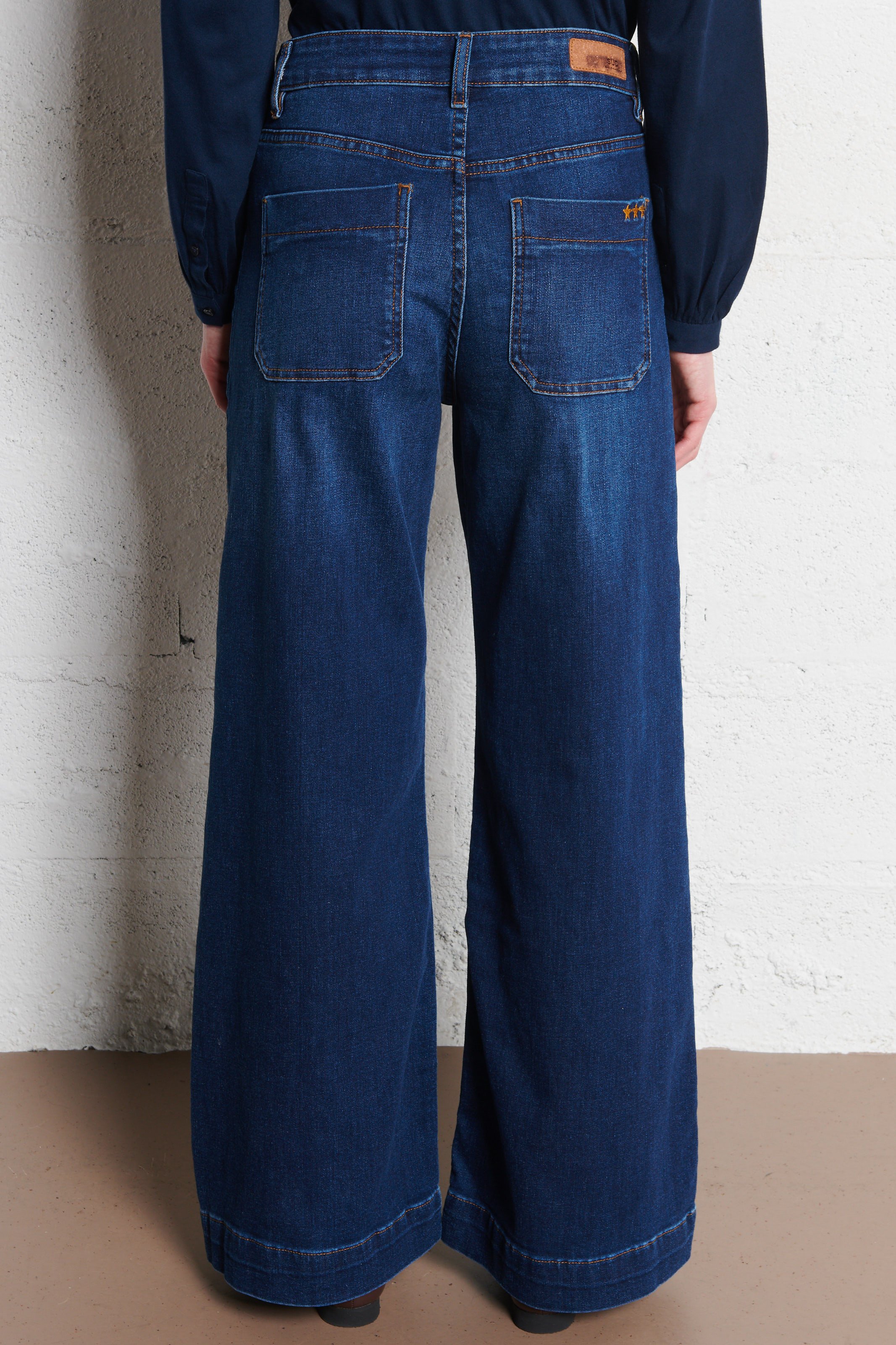 Cotton-blend wide-leg jeans SUD EXPRESS Blue