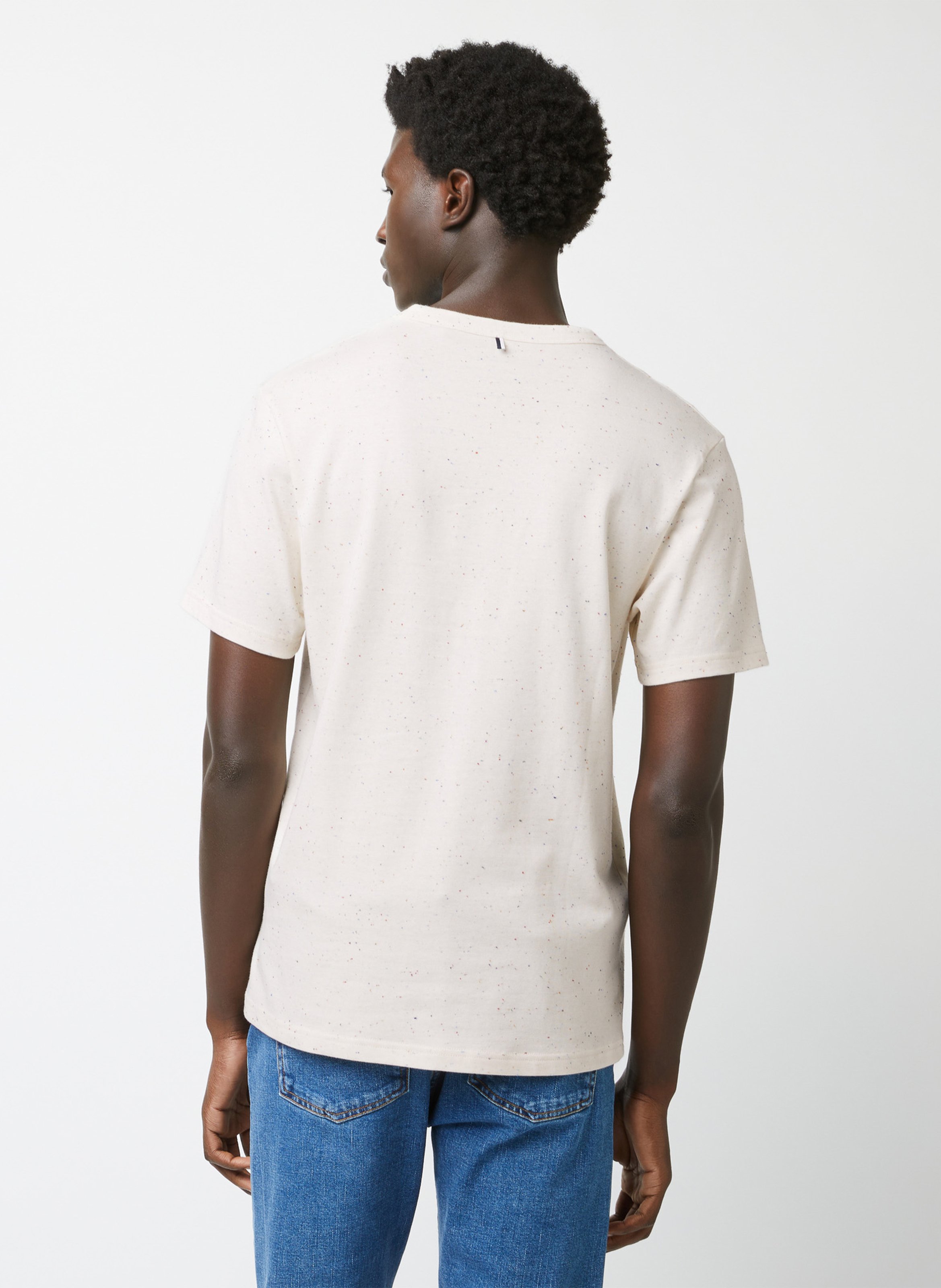 Flecked loose-fit round-neck T-shirt Beige