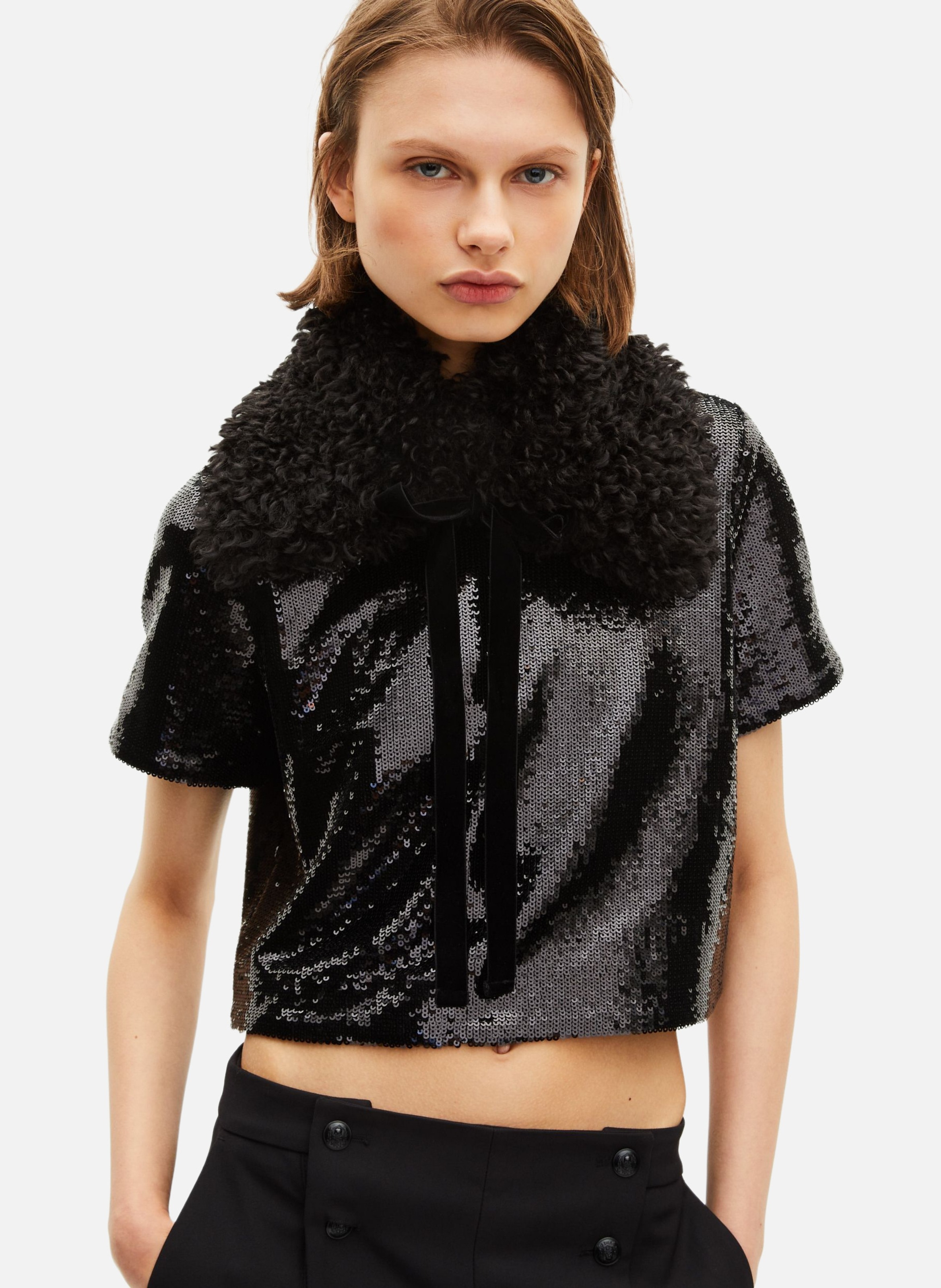 Sequinned top THE KOOPLES Black