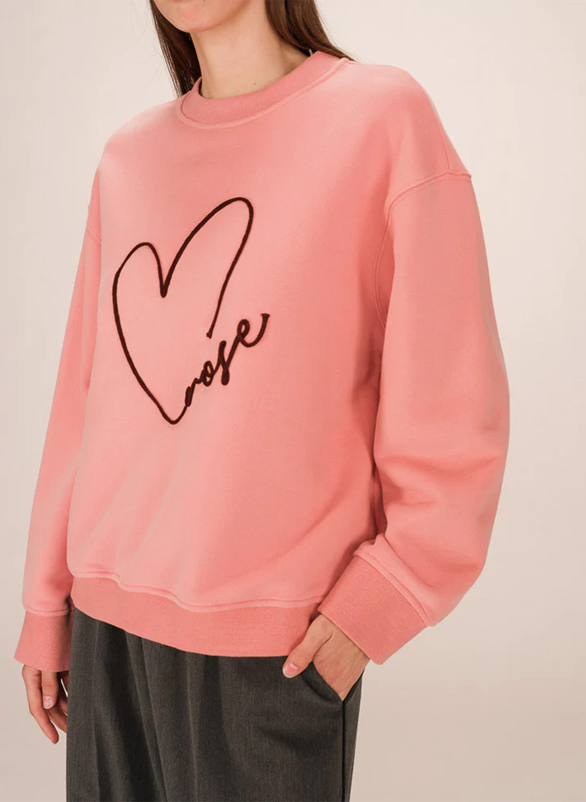 Cotton-mix round-neck sweatshirt GRACE ET MILA Pink