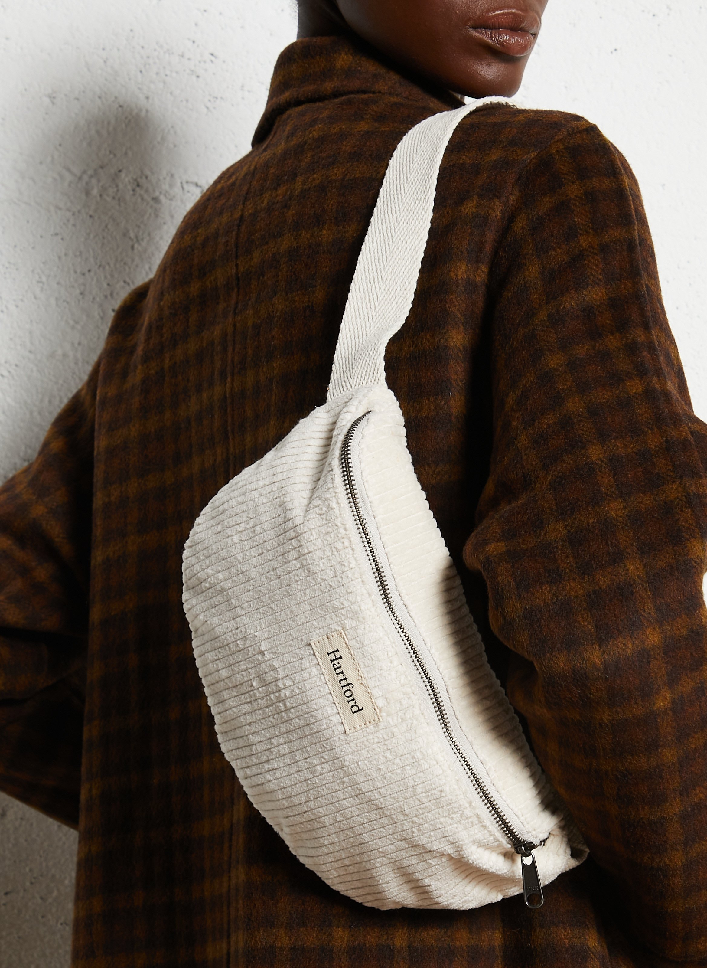 Sac banane en coton côtelé HARTFORD Beige