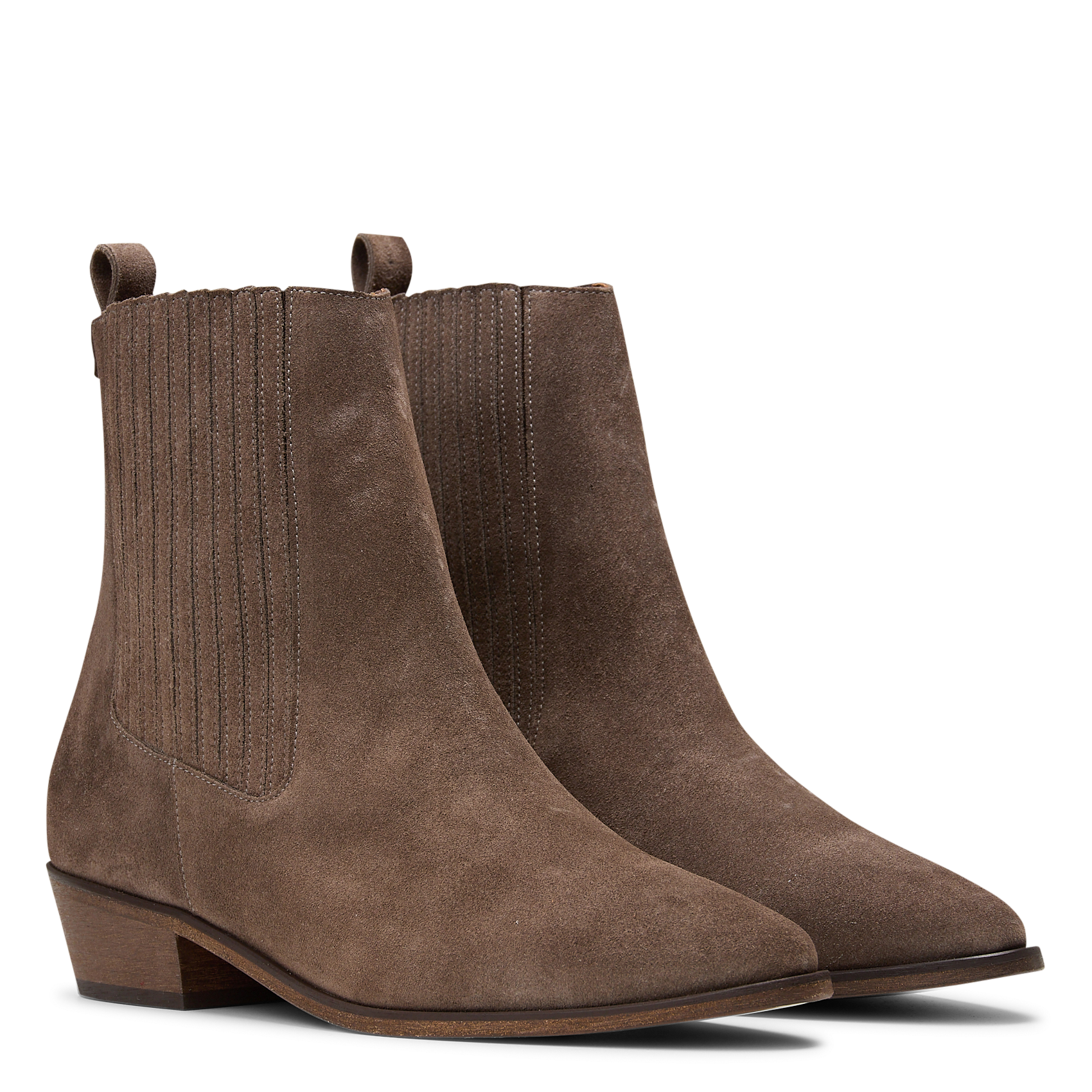 Bottines en cuir velours Beige