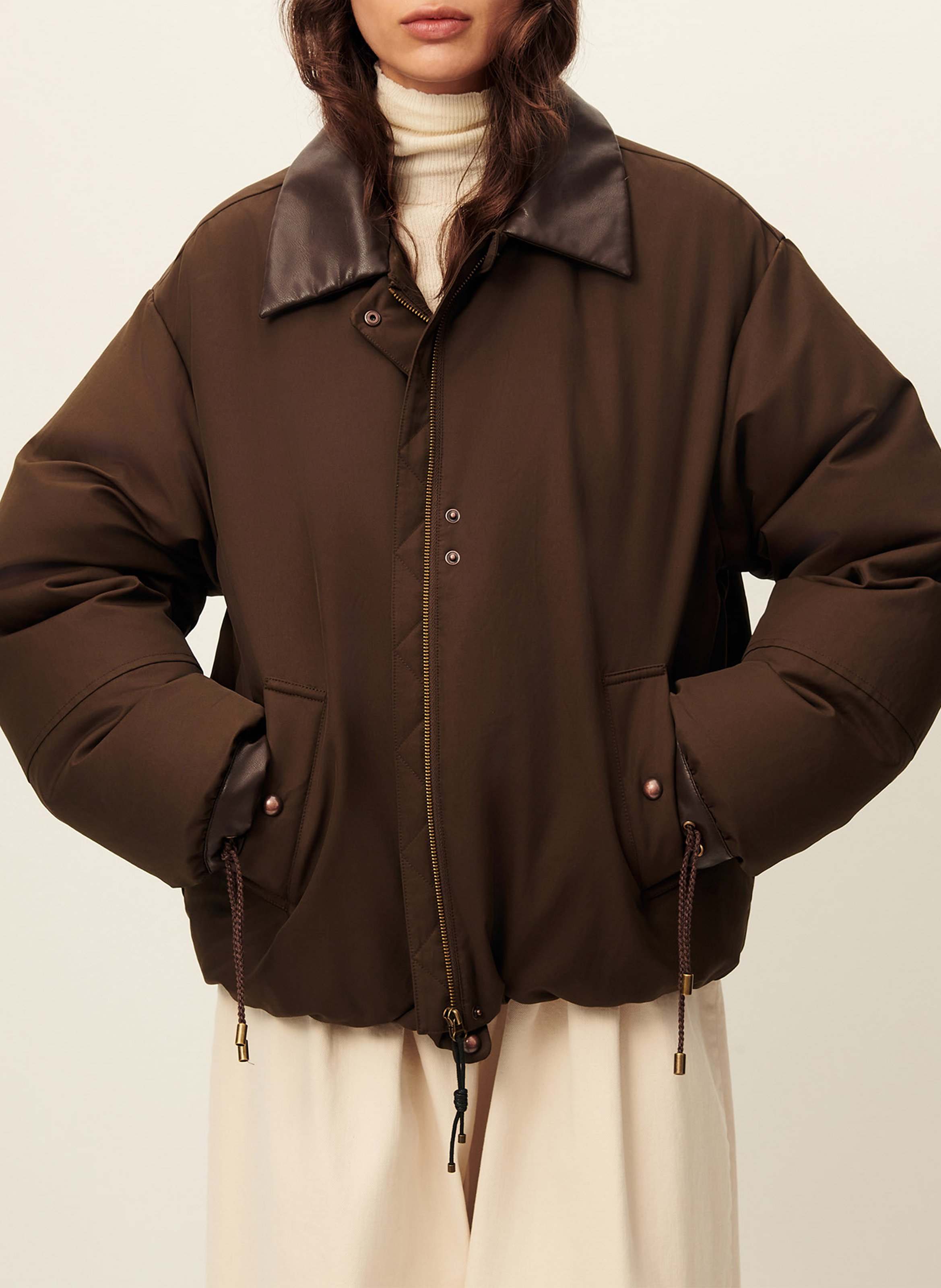 Manteau ample zippé uni SESSUN Kaki