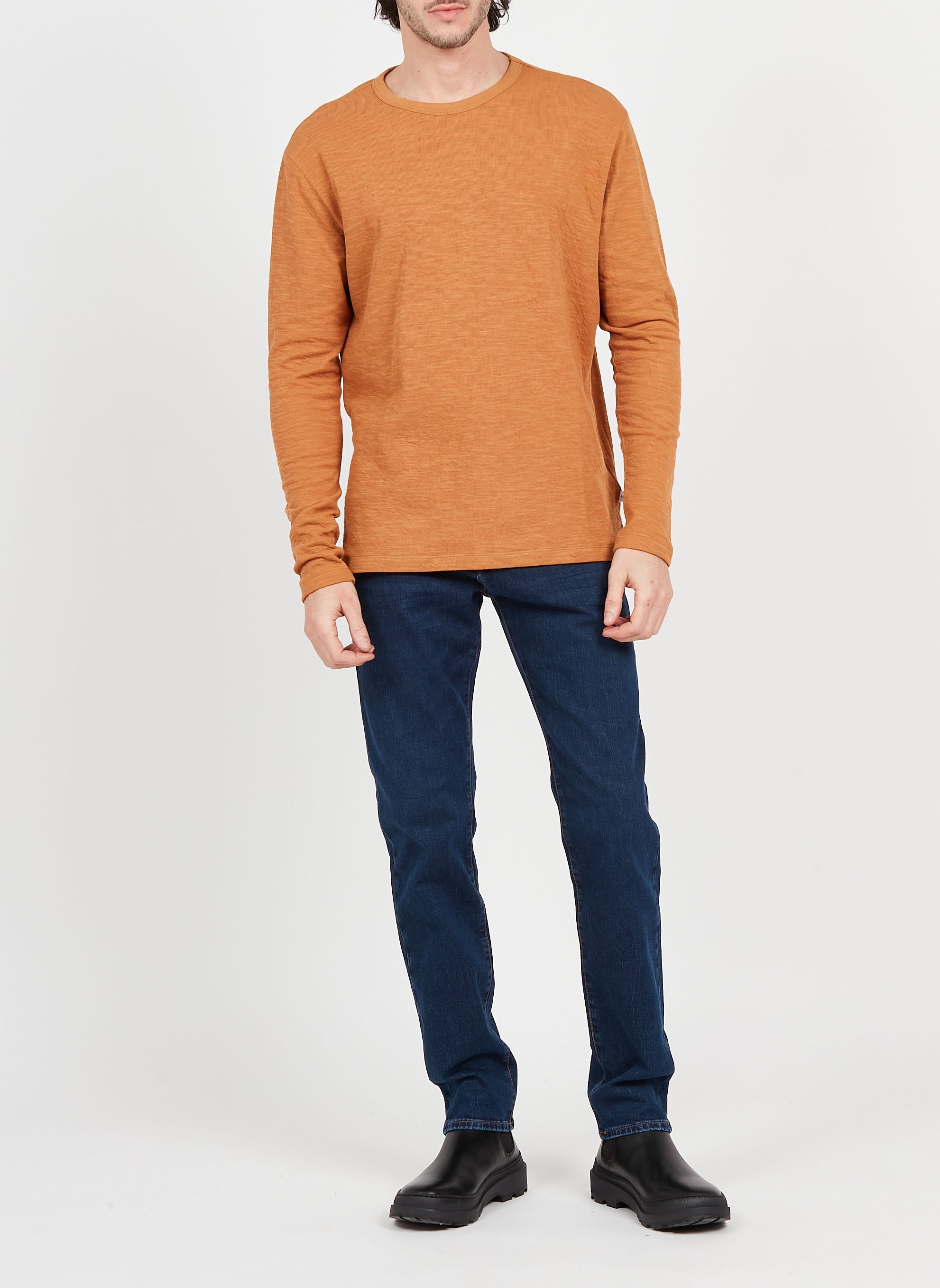 Tee-shirt col rond en coton bio KNOWLEDGE COTTON APPAREL Marron