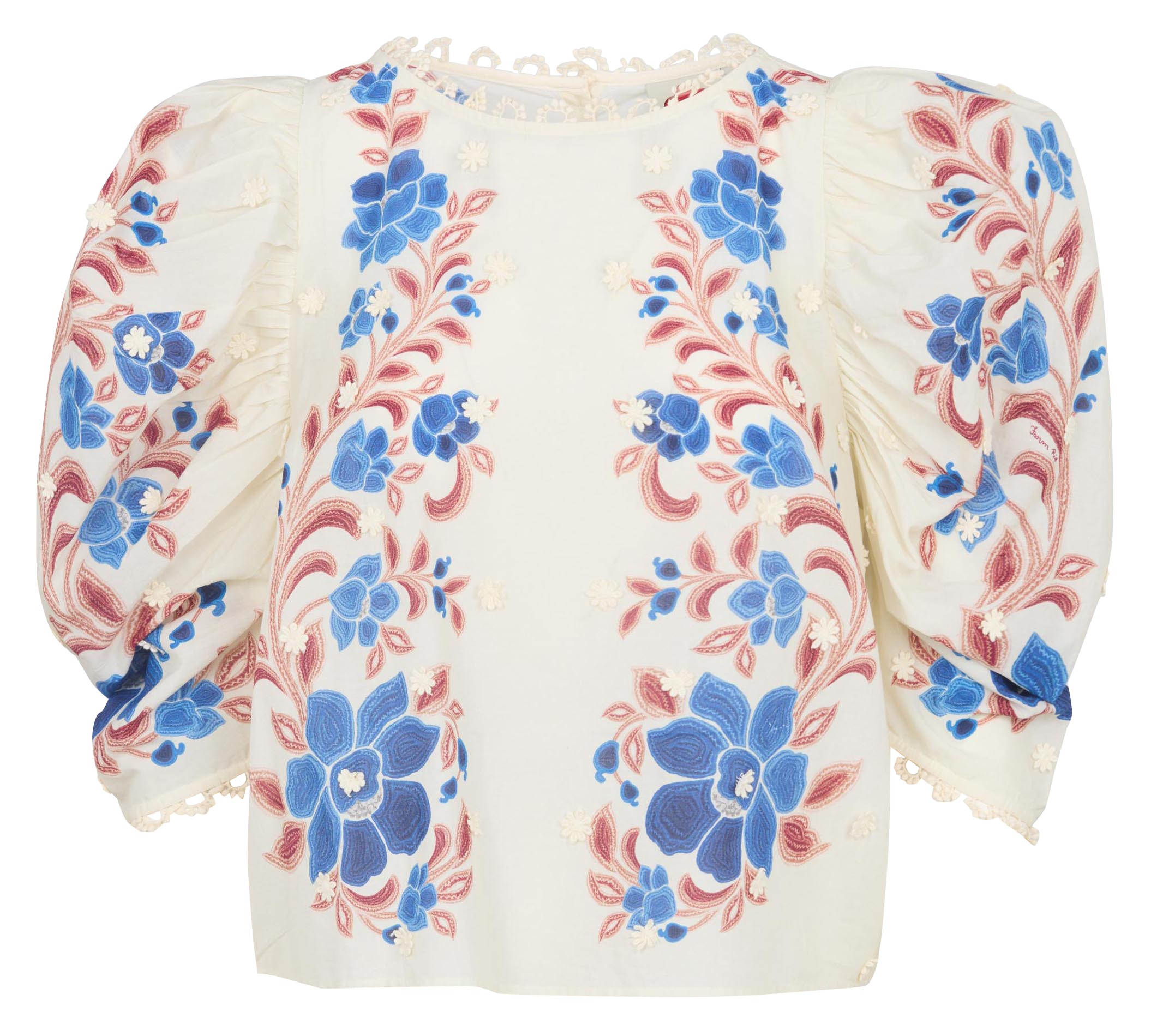 Printed blouse with embroidered details FARM RIO Beige